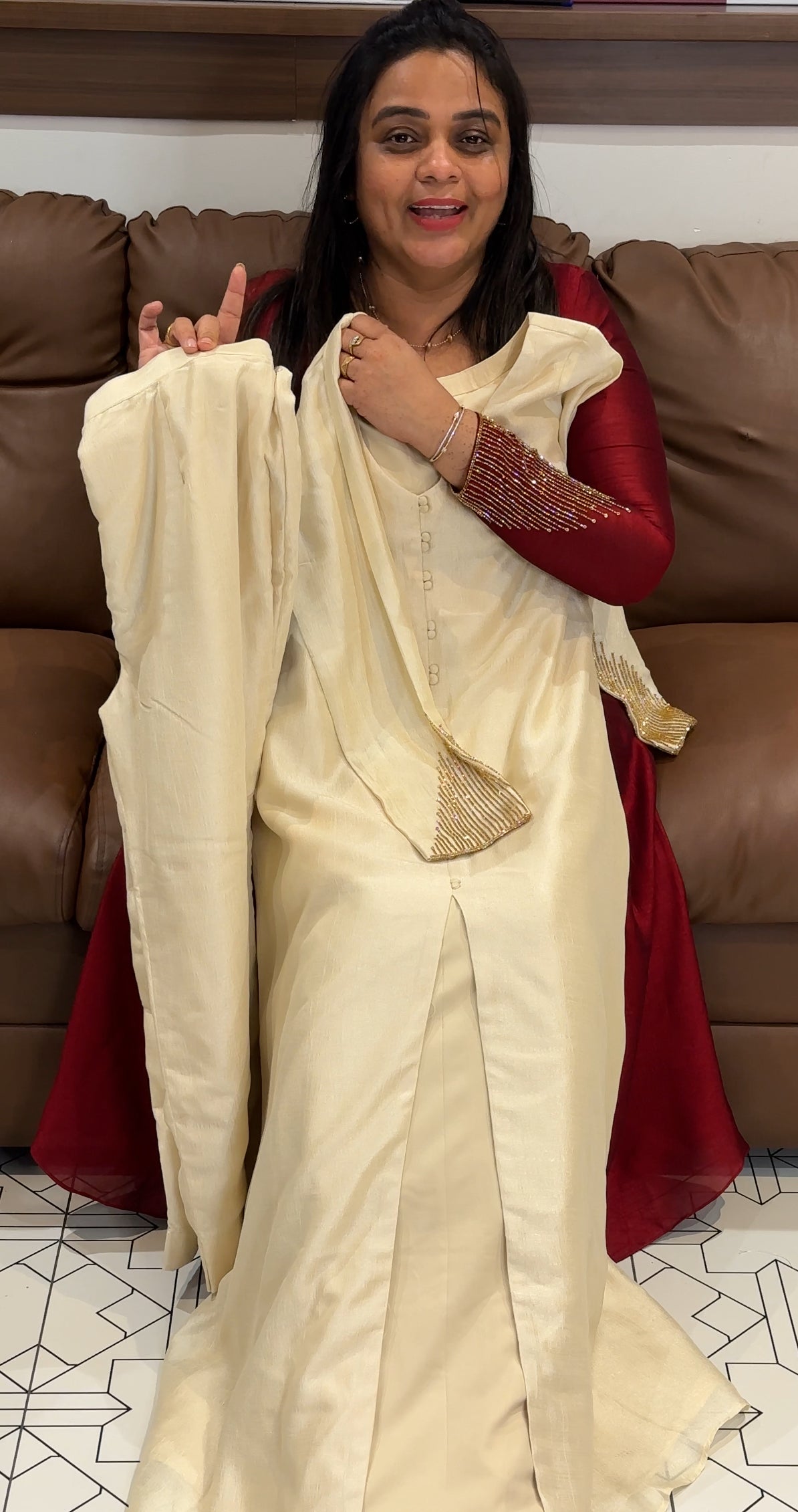 IHA'S IN-HOUSE SEMI RAW SILK TOP AND BOTTOM - IHA 29382