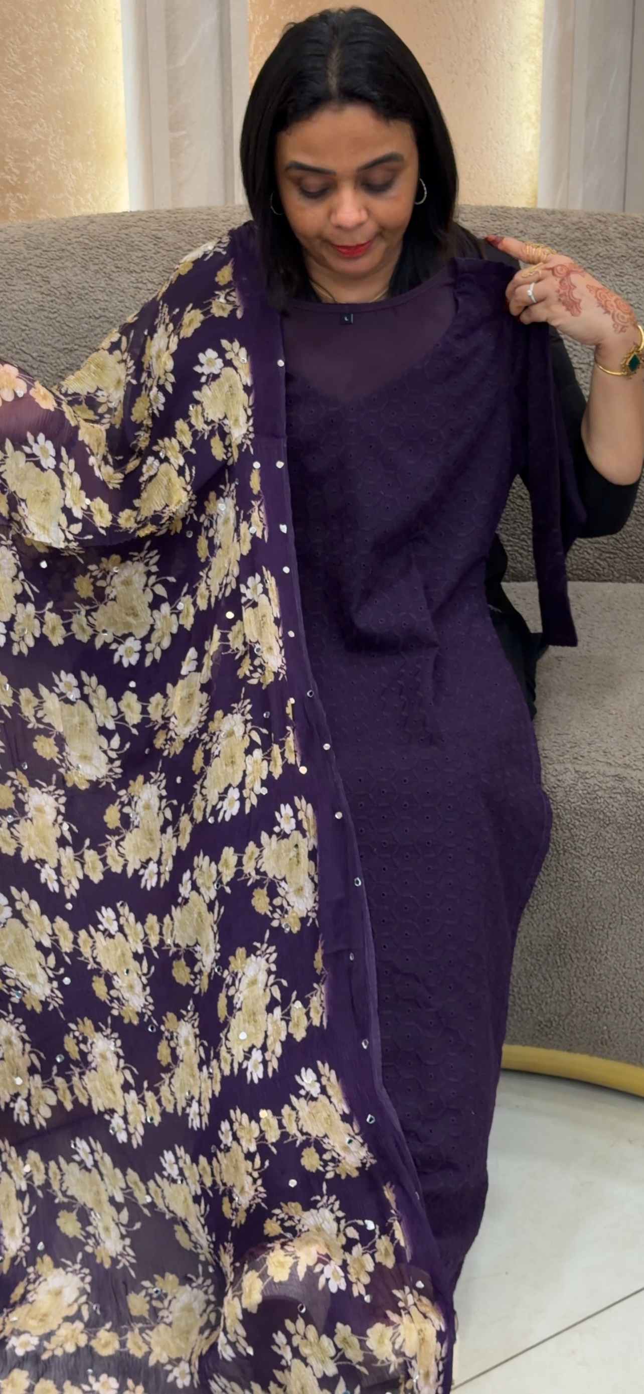 IHA'S IN-HOUSE COTTON HAKOBA TOP, BOTTOM AND DUPATTA - IHA 32980