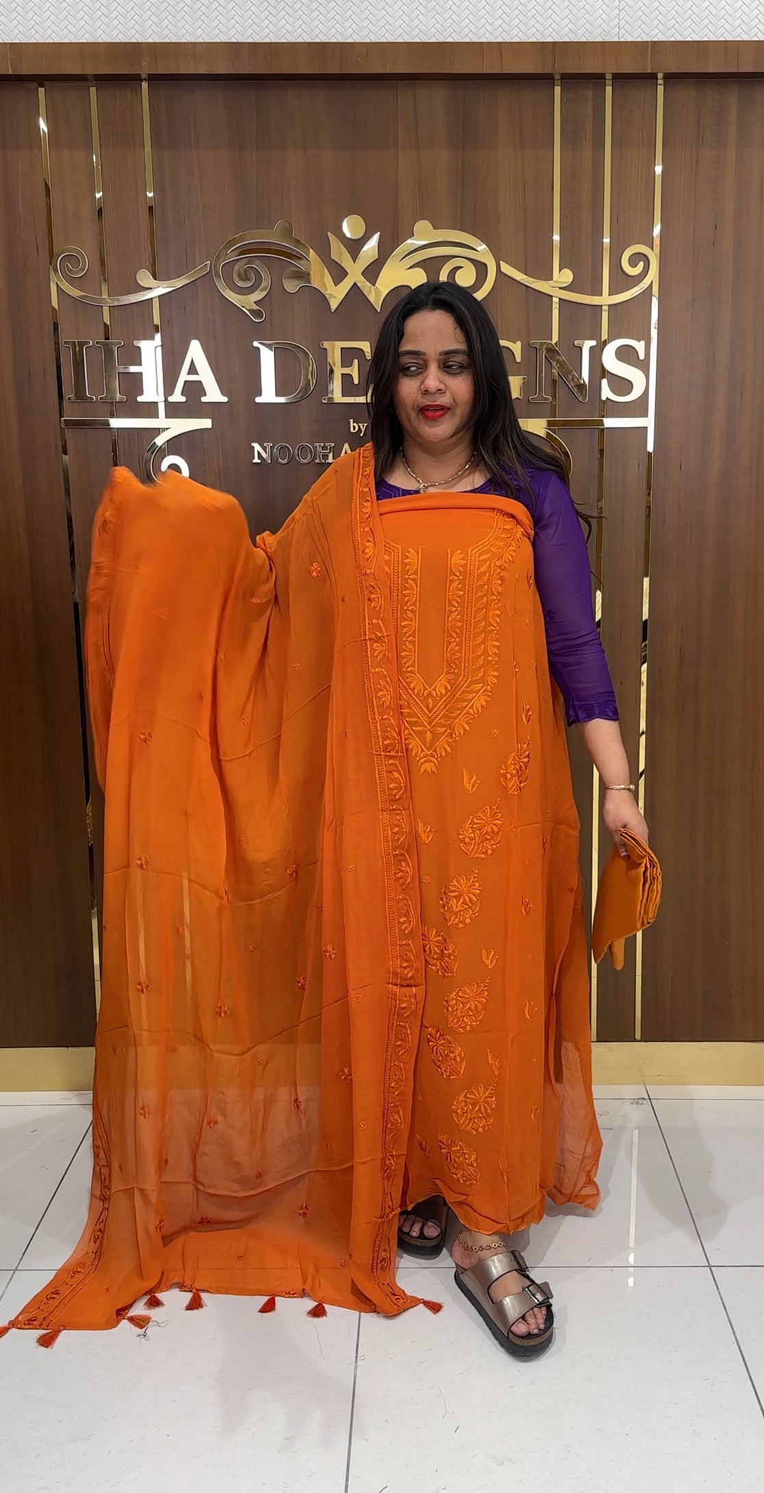 LUCKNOWI CHIKANKARI UNSTITCHED SALWAR SUITS - IHA 22923