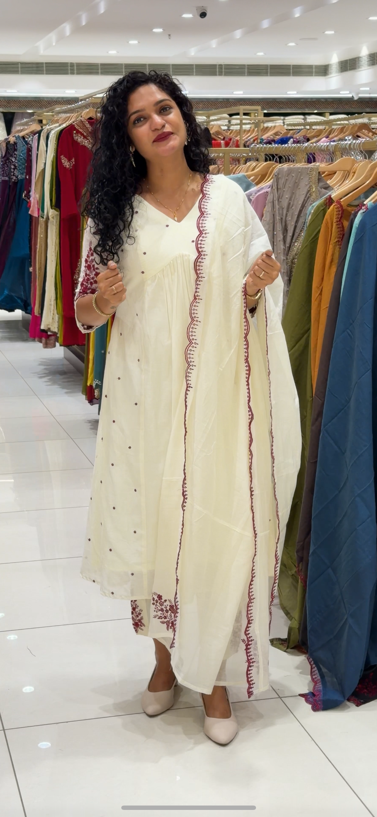 MALAI CHANDERI TOP, BOTTOM AND DUPATTA - IHA 29348