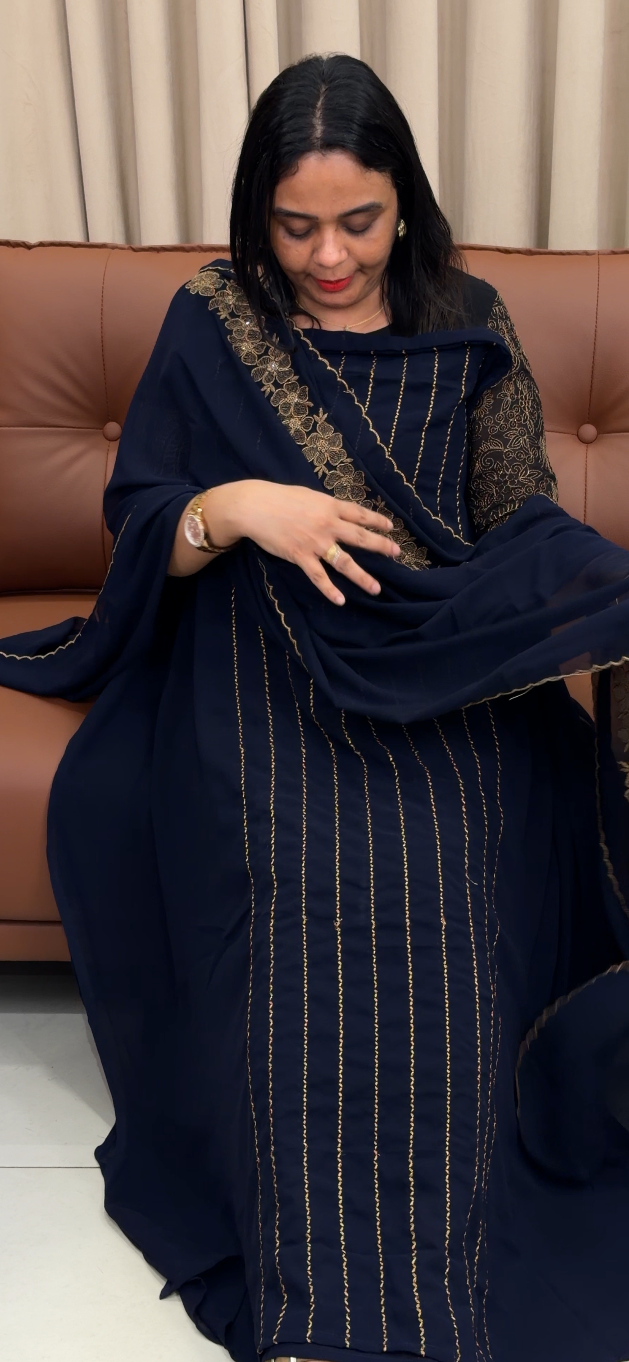 HAND WORKED UNSTITCHED SALWAR SUITS - IHA 33457