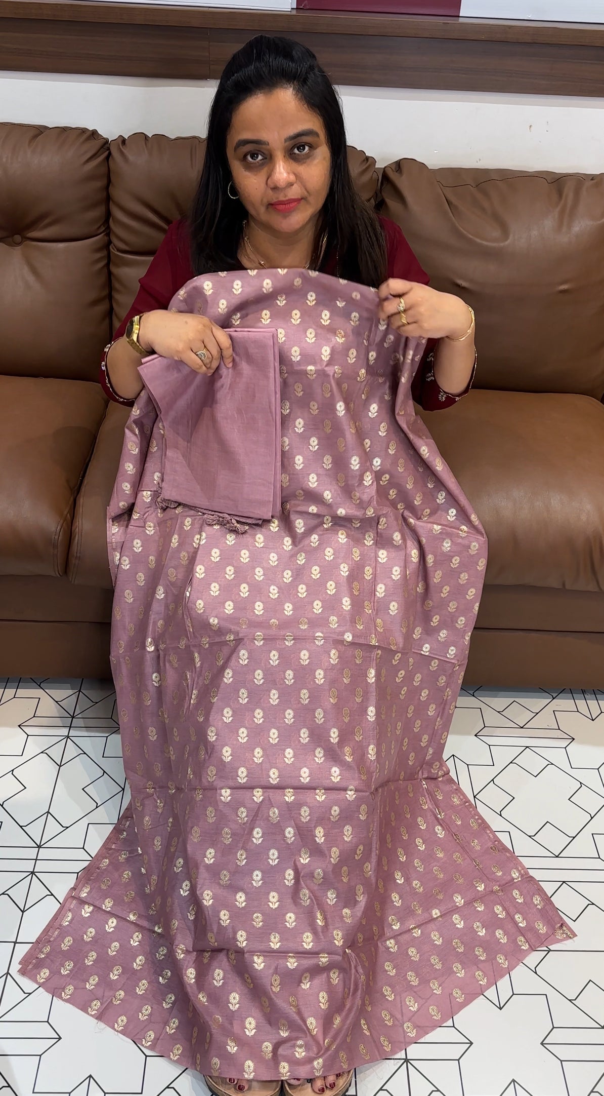 CHANDERI UNSTITCHED SALWAR SUIST - IHA 28047