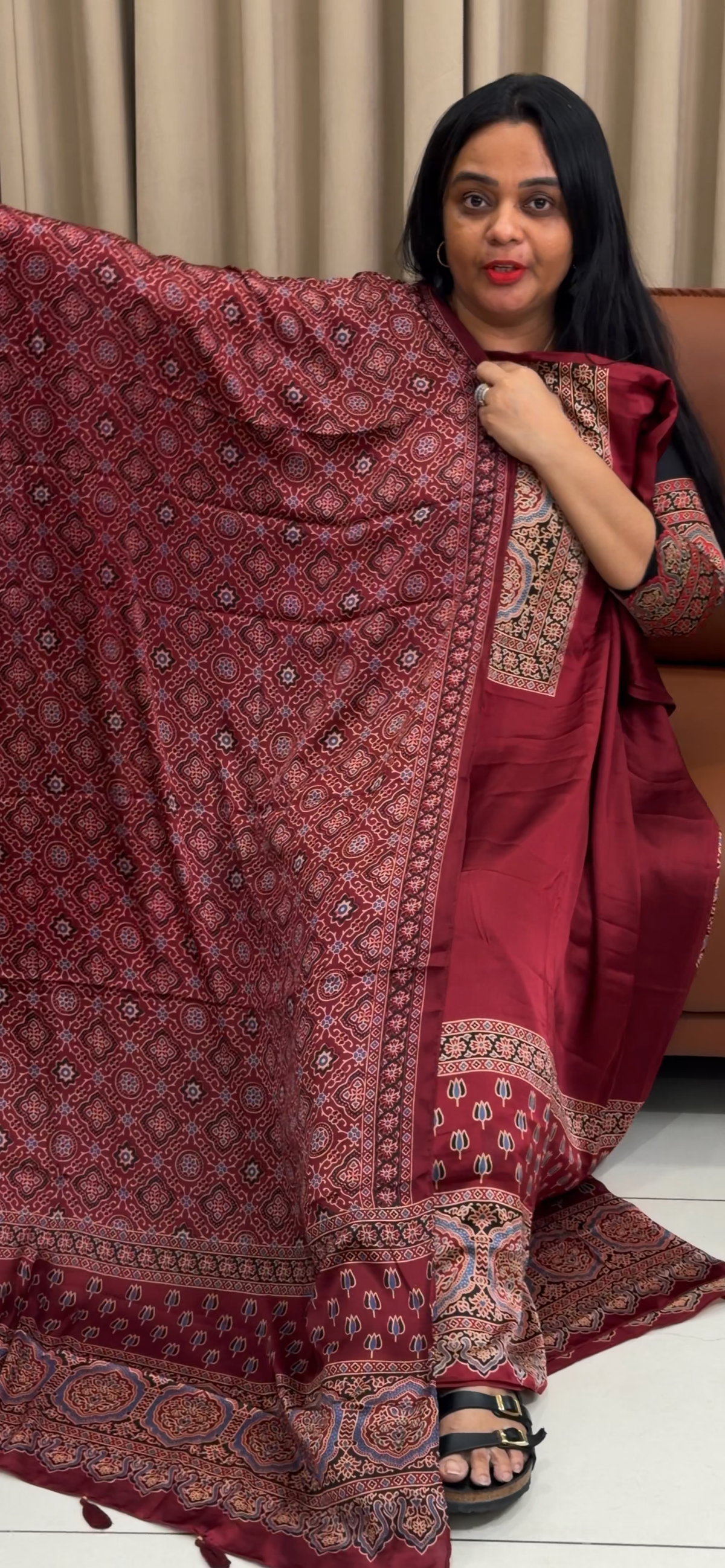 AJRAKH PRINTED MODAL UNSTITCHED SALWAR SUITS - IHA 35264