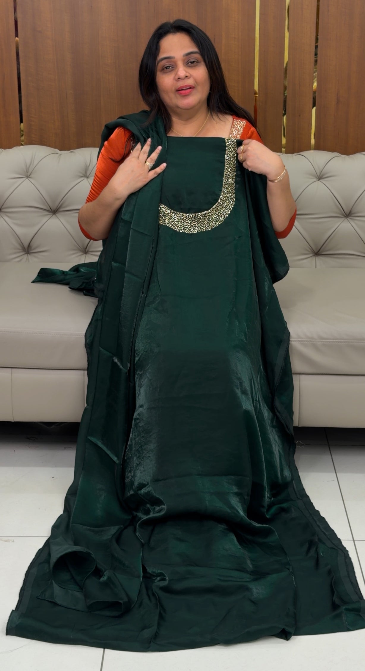 IHA'S IN-HOUSE VELVET ORGANZA TOP,BOTTOM AND DUPATTA - IHA 29050