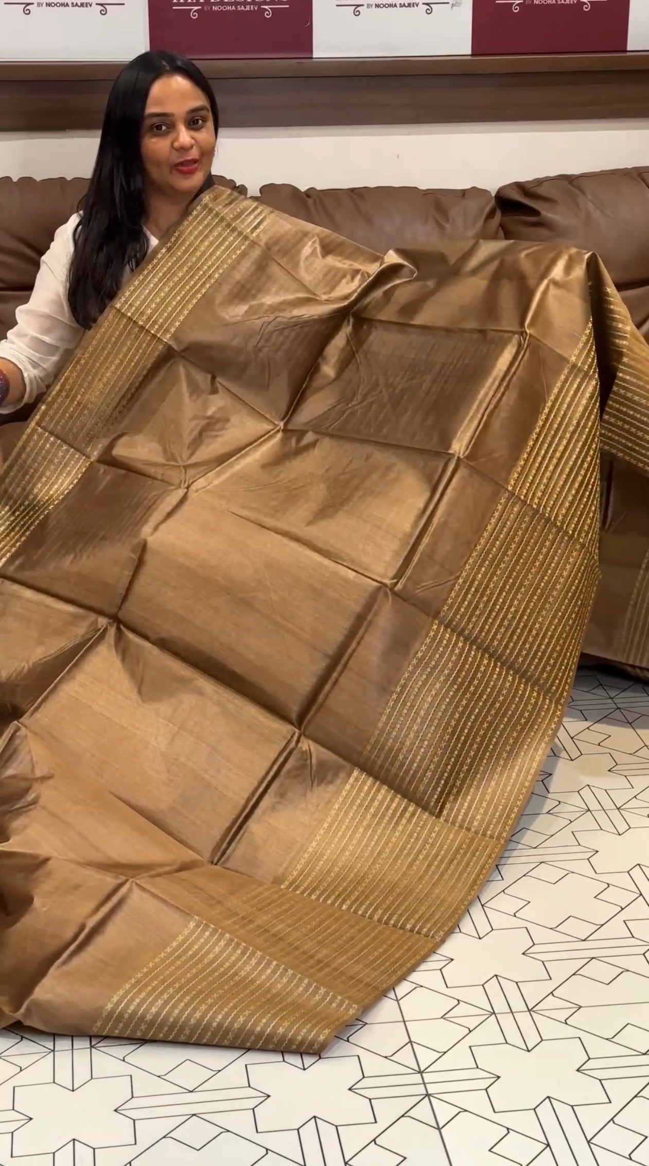 HANDLOOM TUSSUR SILK SAREES - IHA 31571