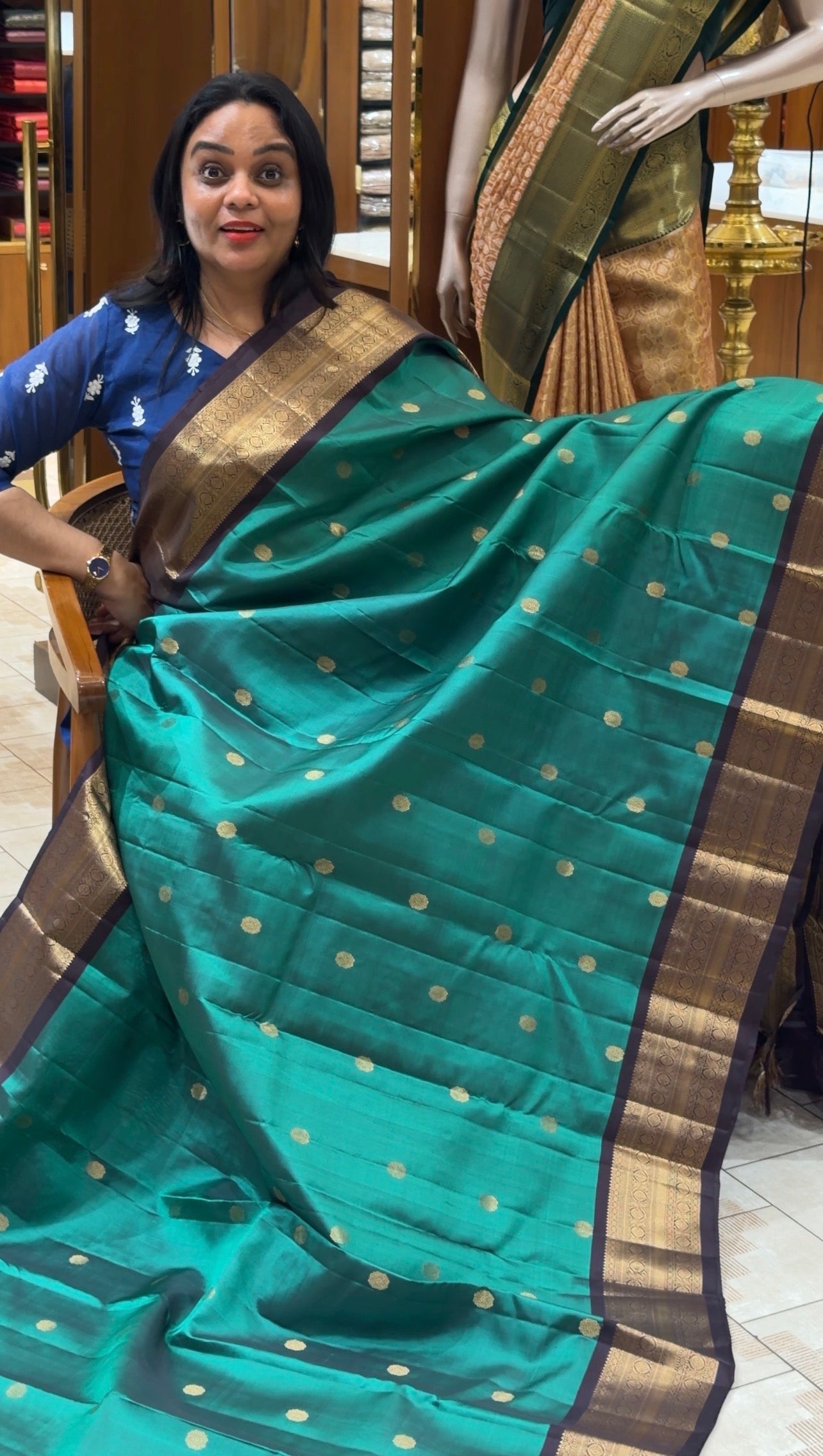 HANDLOOM KANCHIPURAM  SAREES - IHA 33550