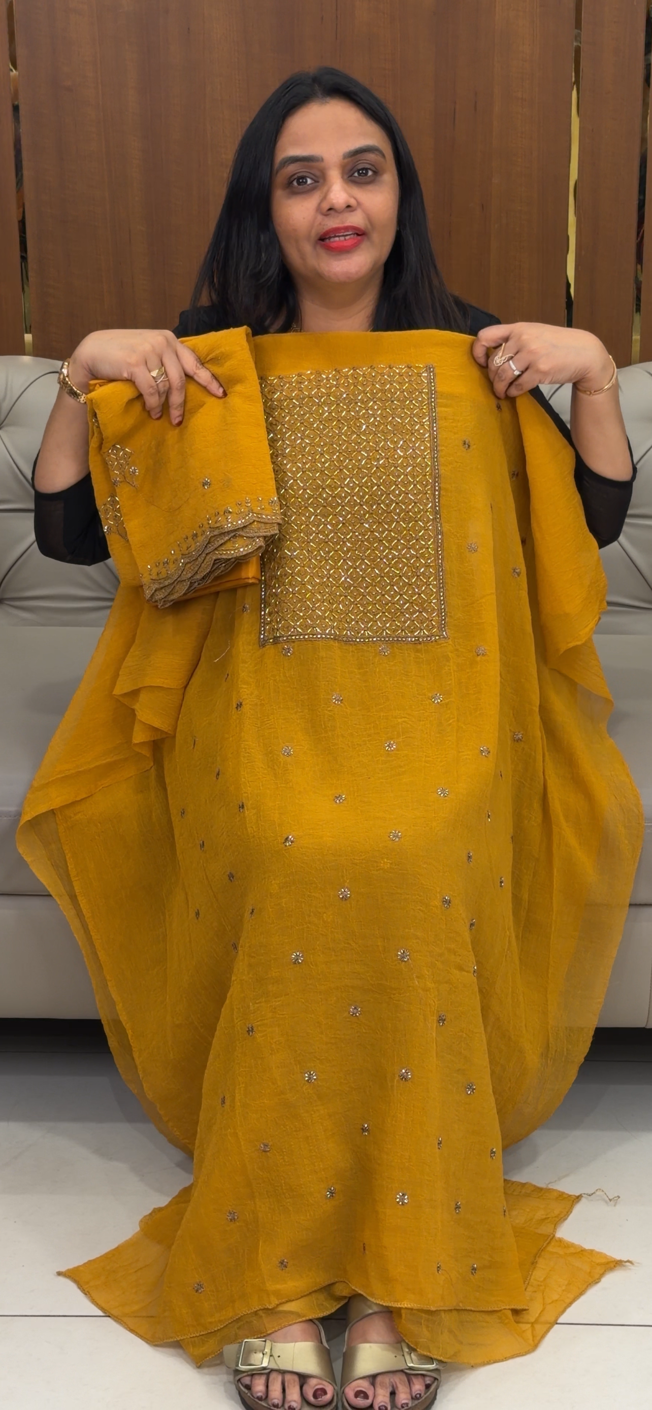 HAND WORKED UNSTITCHED SLAWAR SUITS - IHA 32828
