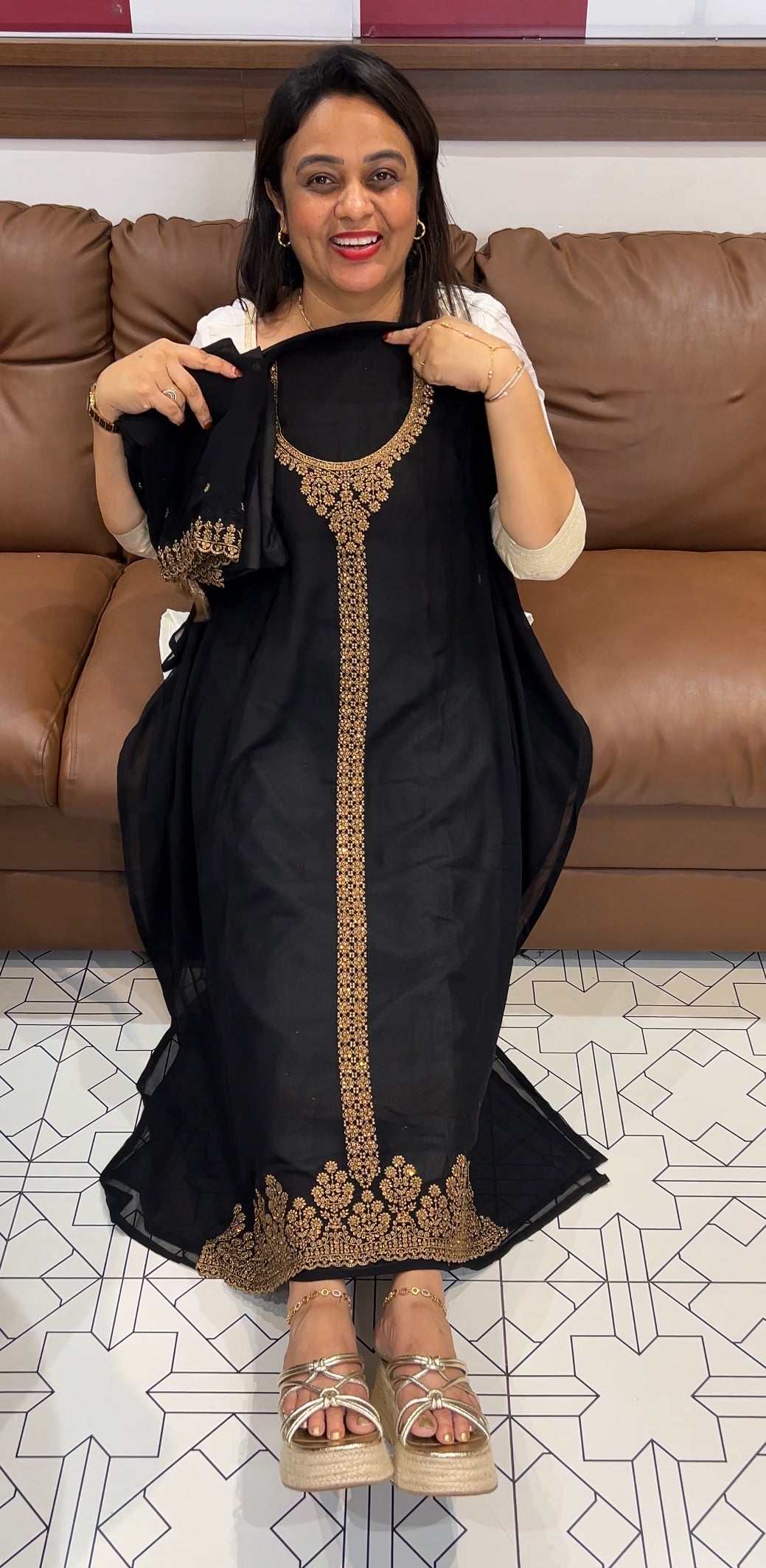 FAUX GEORGETTE UNSTITCHED SALWAR SUITS  - IHA 24277