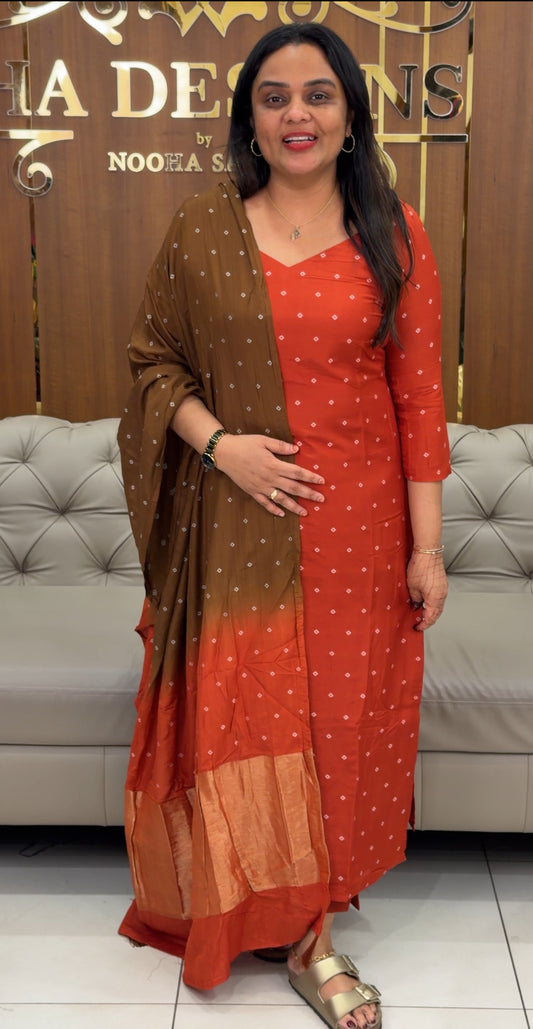 FORWARD BANDHEJ PRINTED TOP,BOTTOM AND DUPATTA  - IHA 31315