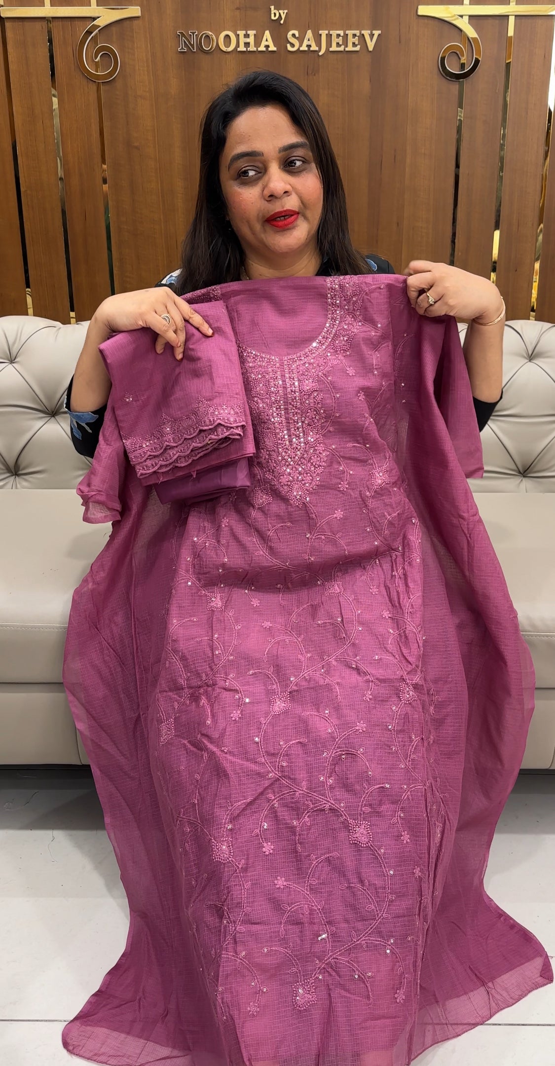LUCKNOWI CHIKANKARI UNSTITCHED SALWAR SUITS - IHA 25358