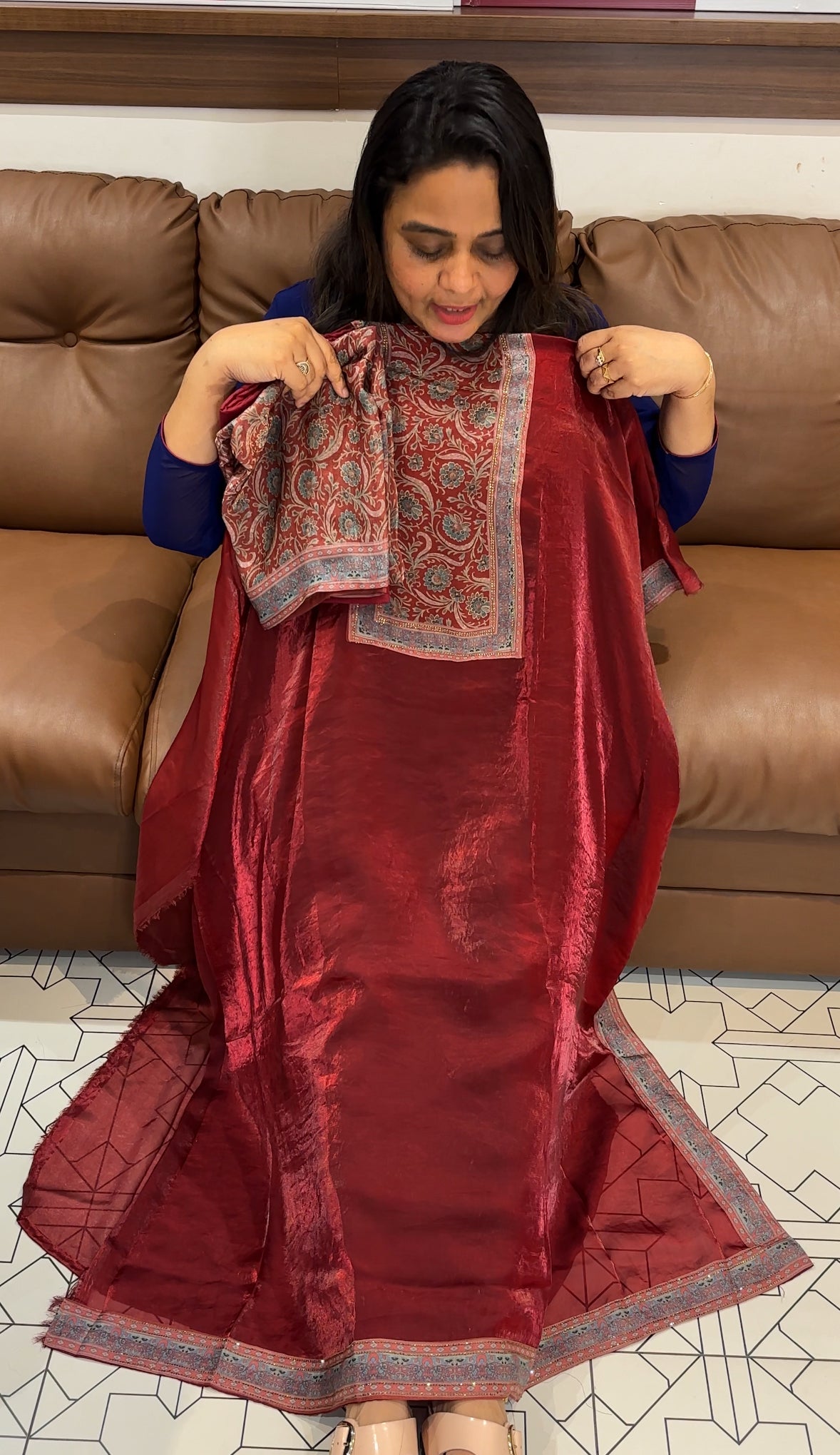 VELVET ORGANZA UNSTITCHED SALEAR SUITS - IHA 27899