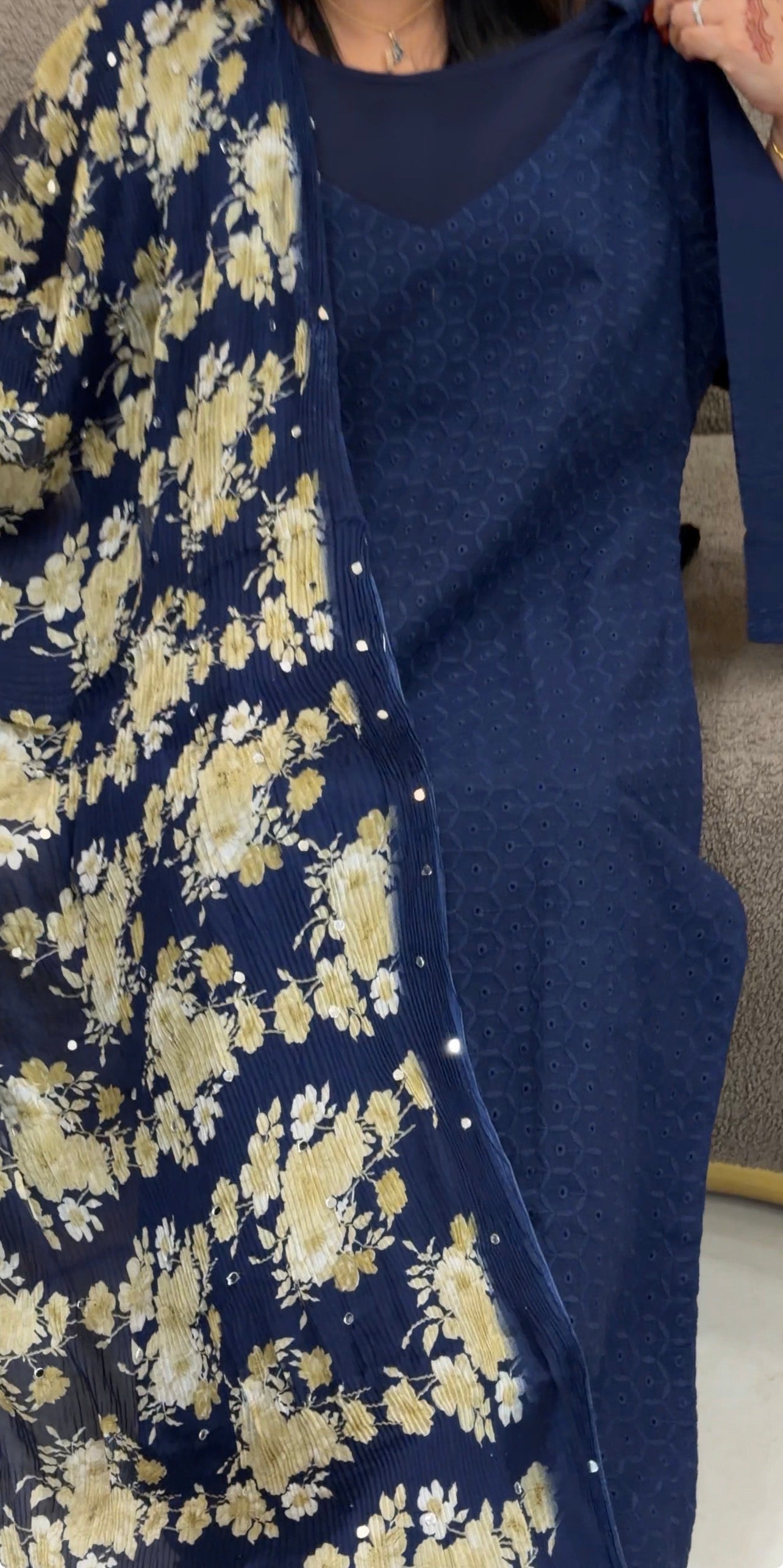 IHA'S IN-HOUSE COTTON HAKOBA TOP, BOTTOM AND DUPATTA - IHA 32980
