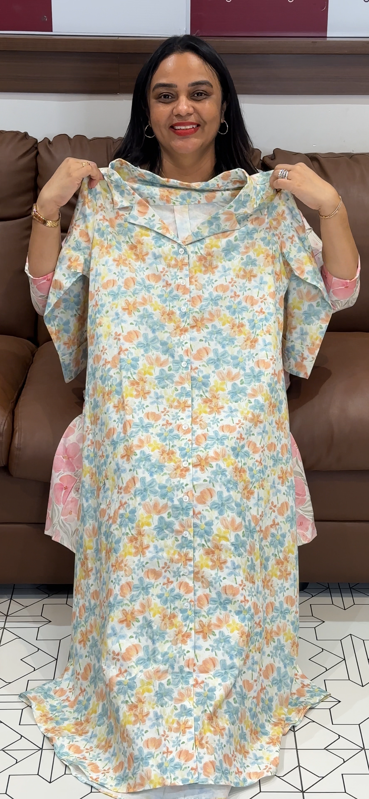 IHA'S IN-HOUSE PRINTED COTTON ALINE TOPS - IHA 32332