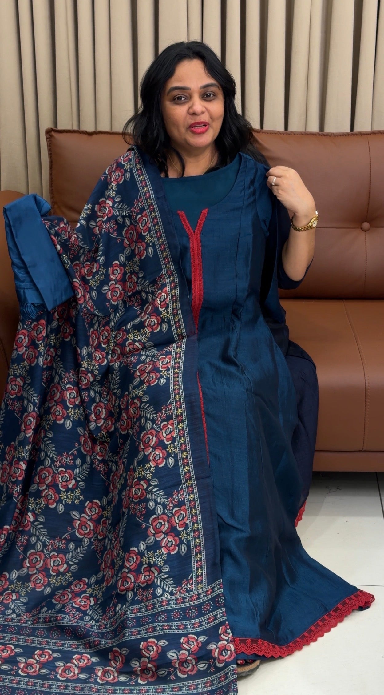 IHA'S IN-HOUSE SEMI RAW SILK TOP,BOTTOM AND DUPATTA - IHA 34432