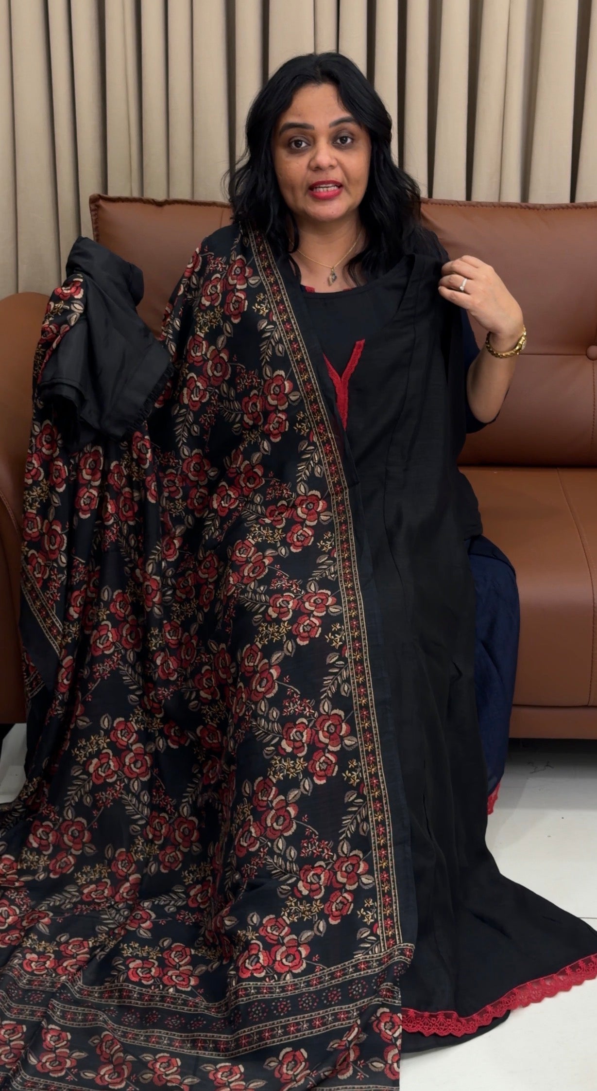 IHA'S IN-HOUSE SEMI RAW SILK TOP,BOTTOM AND DUPATTA - IHA 34432