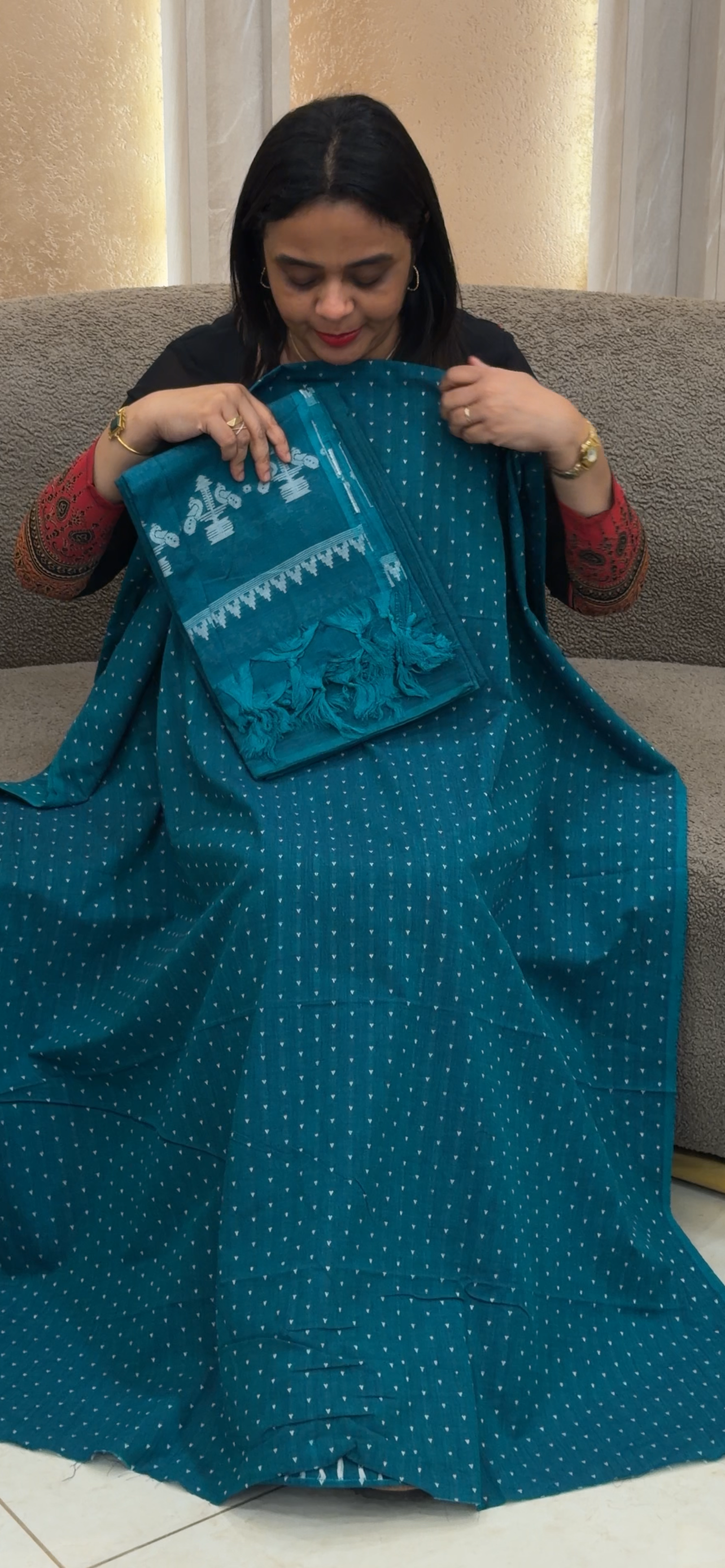 HANDLOOM COTTON UNSTITCHED SALWAR SUITS - IHA 34365