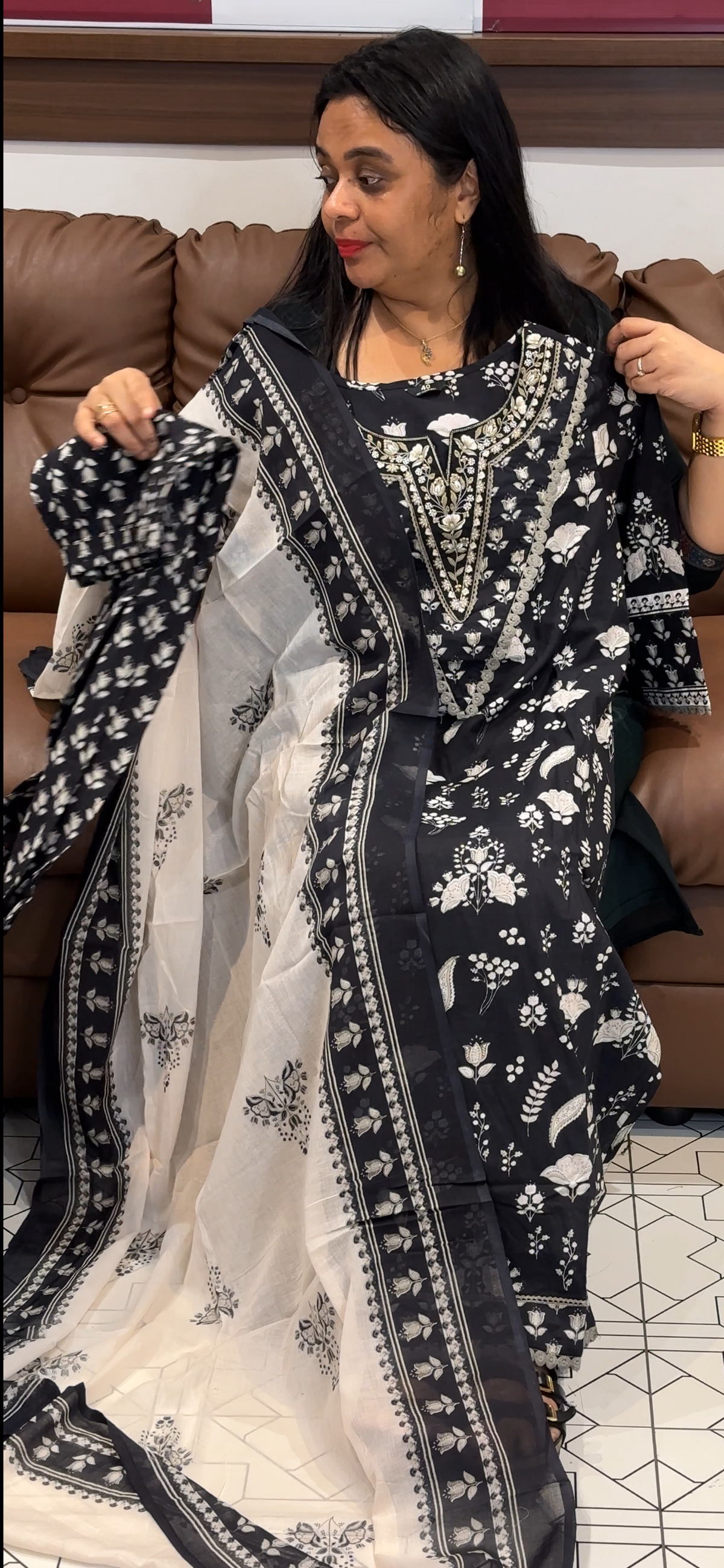 COTTON TOP, DUPATTA AND BOTTOM - IHA 35592
