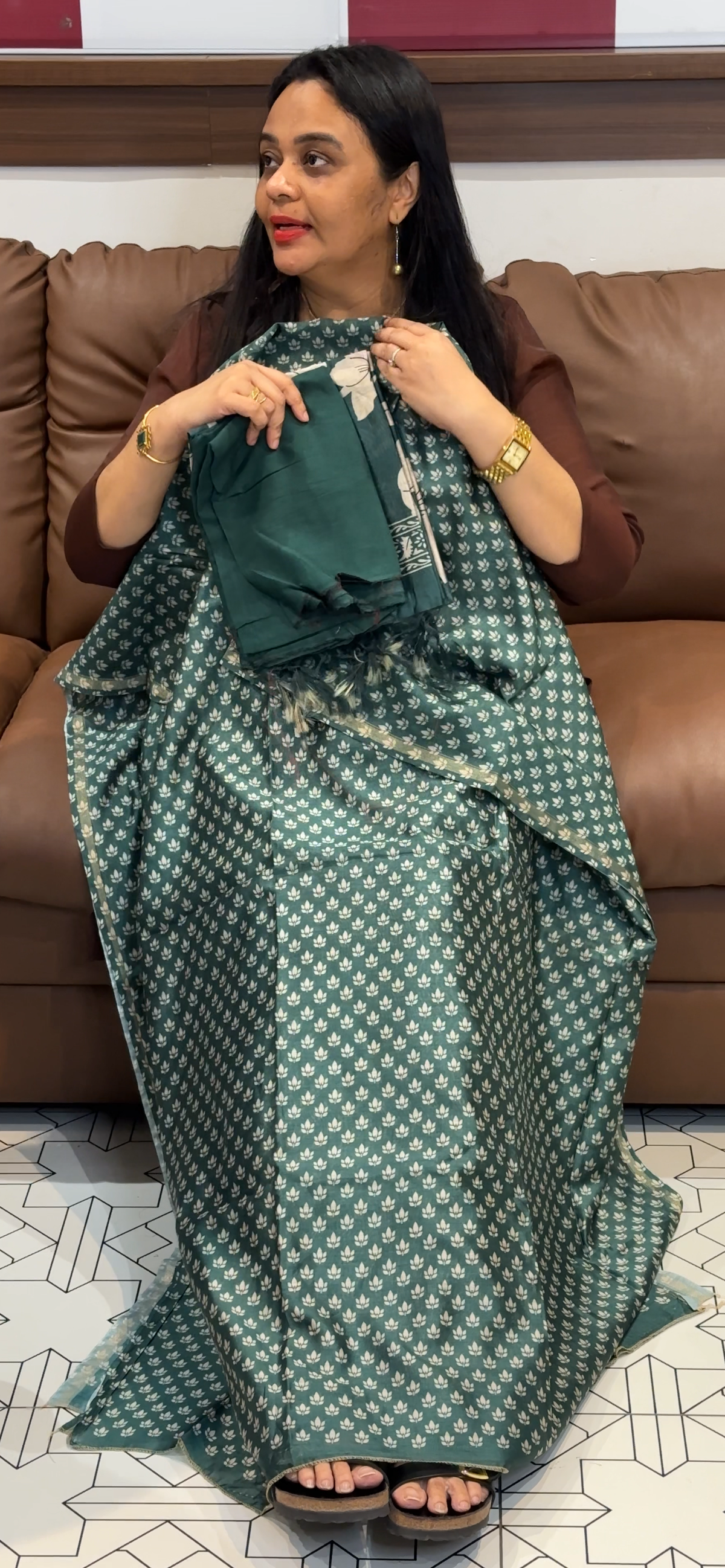 MAHESWARI SILK PRINTED UNSTITCHED SALWAR SUITS - IHA 35704
