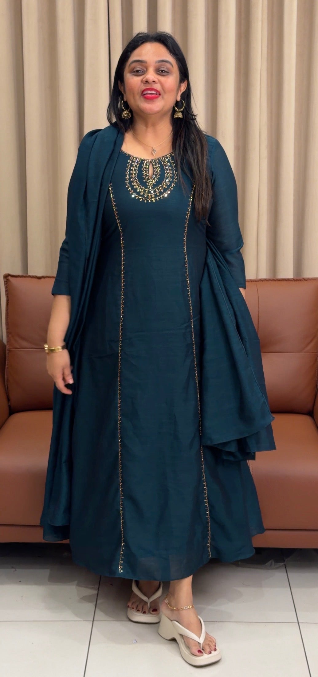 IHA'S IN-HOUSE HAND WORKED ALINE TOP AND DUPATTA - IHA 34007