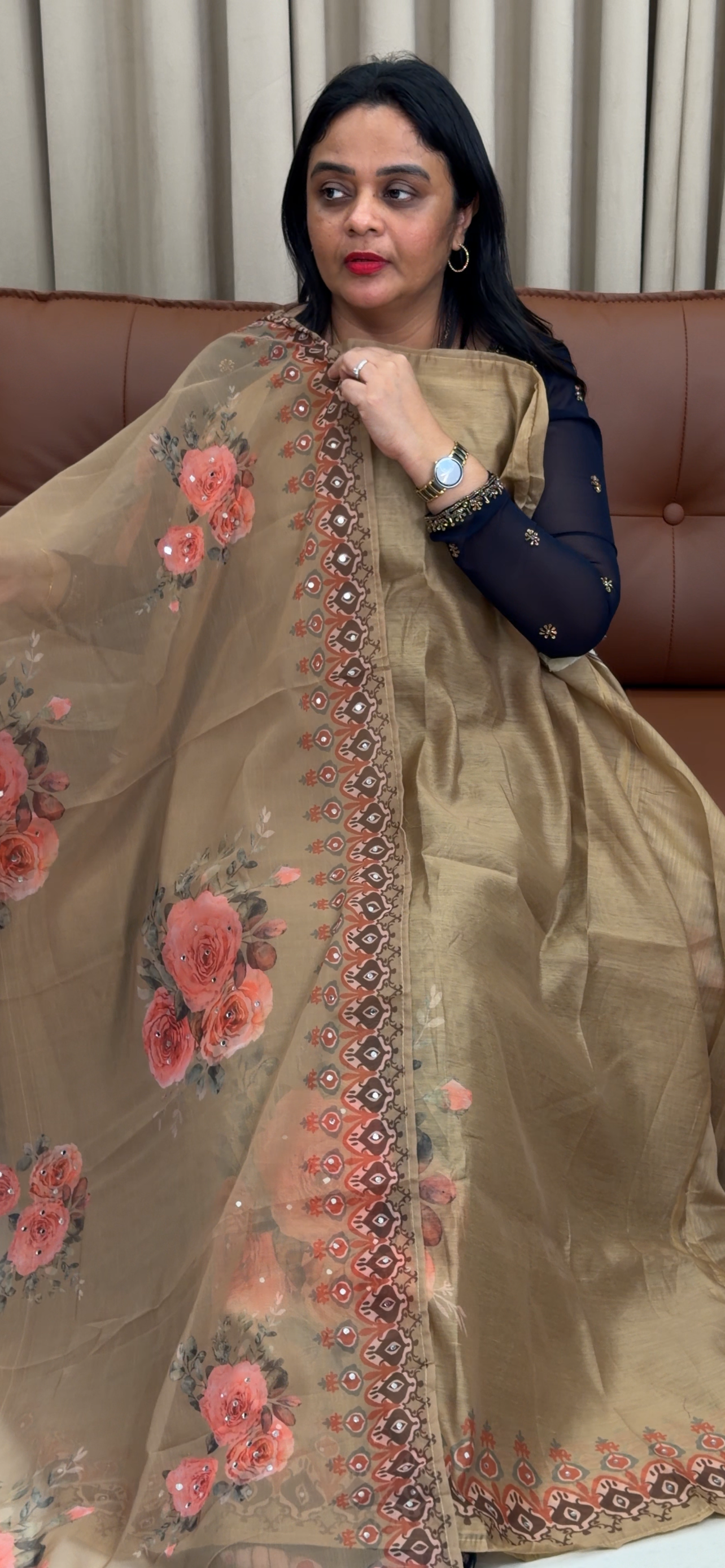 MUL CHANDERI UNSTITCHED SALWAR SUITS - IHA 34240