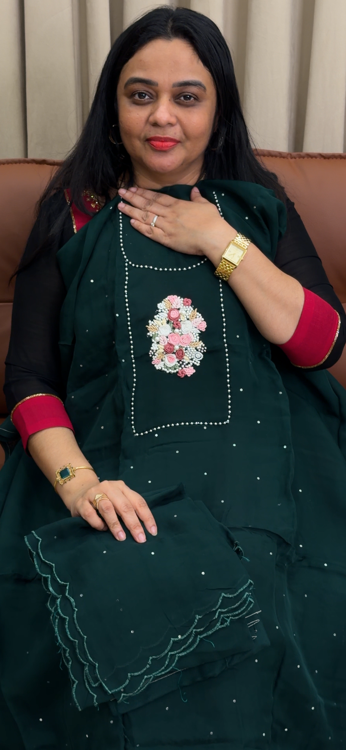 HANDWORKED UNSTITCHED SALWAR SUITS - IHA 35420