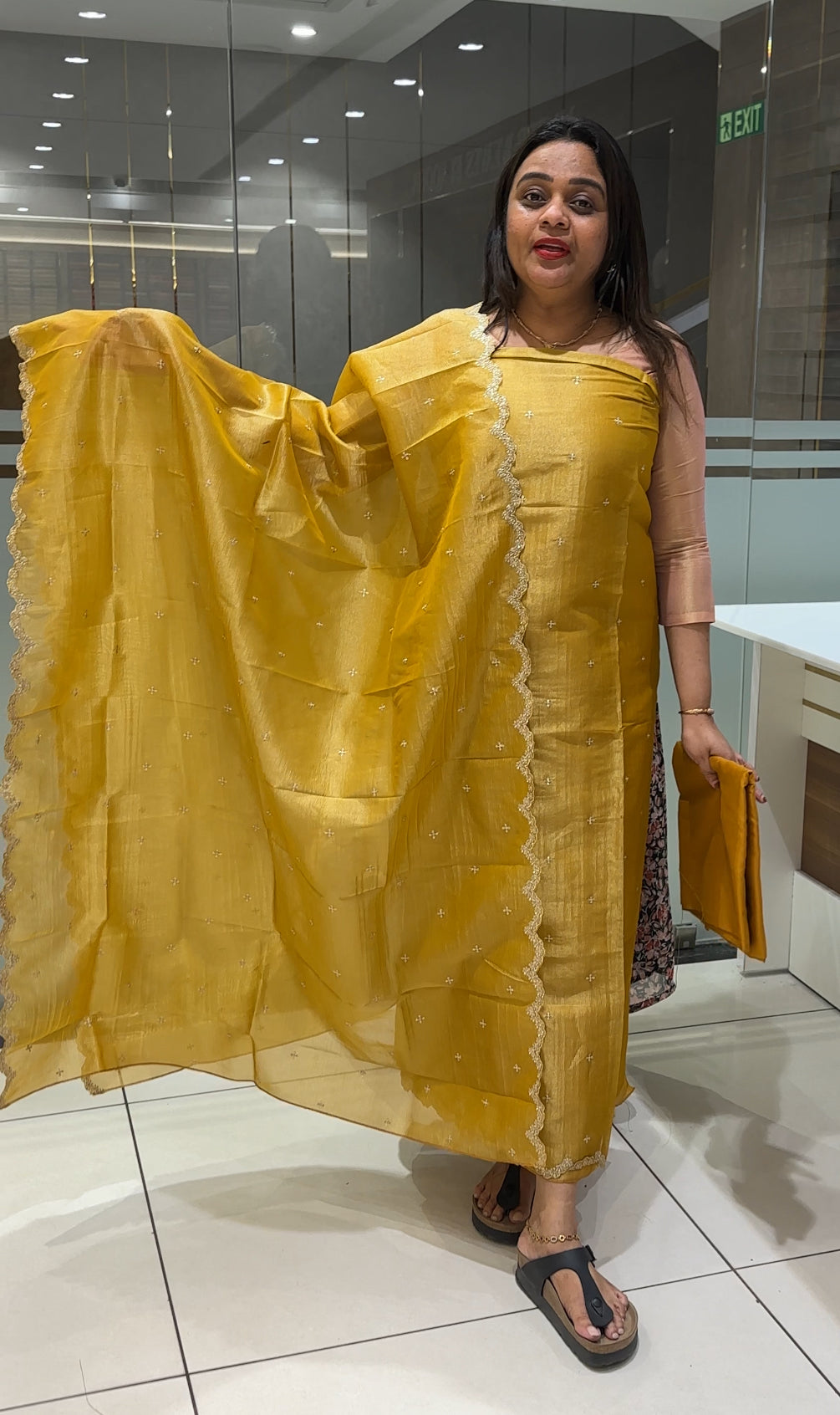CRUSHED TISSUE BANARASI UNSTITCHED SALWAR SUITS - IHA 22643