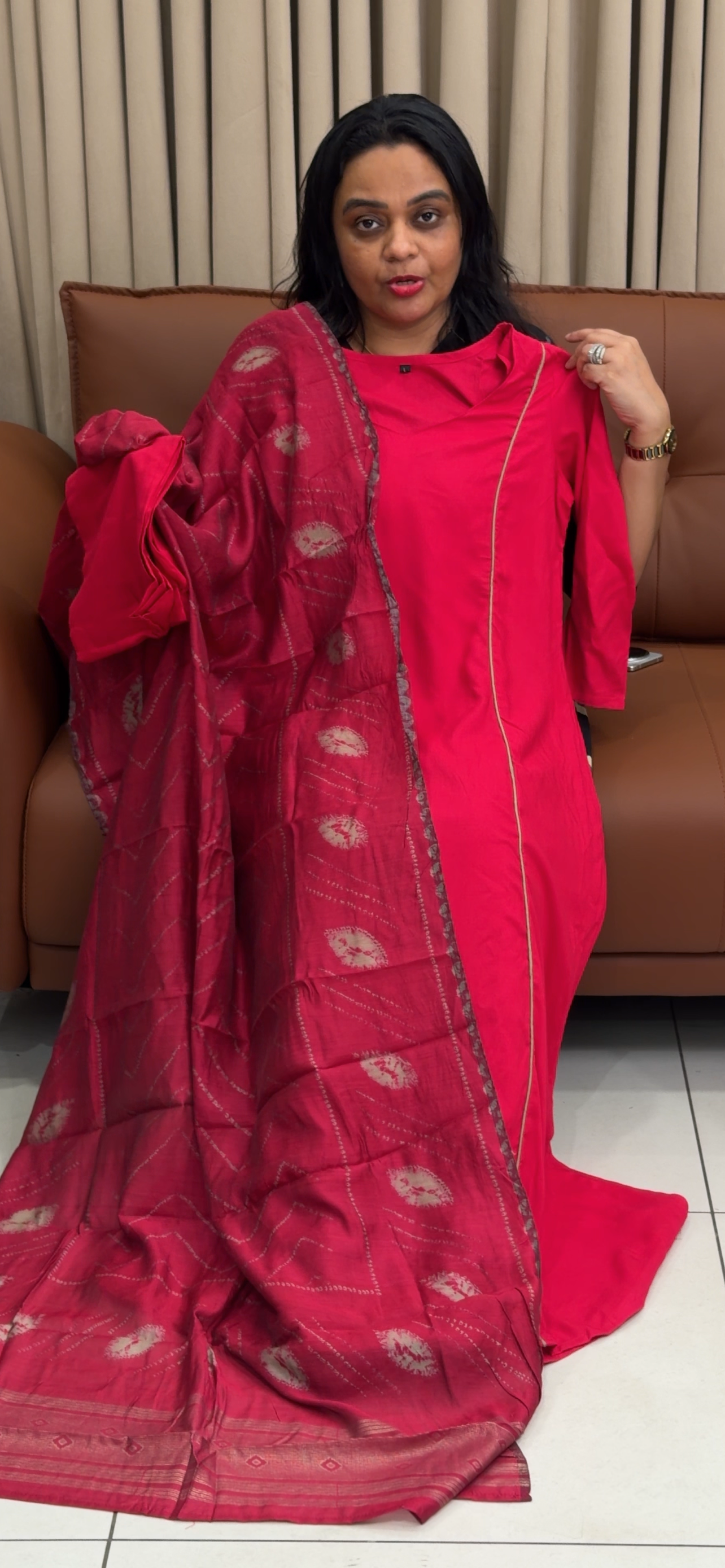 VISCOSE RAYON ALINE TOPS , BOTTOM AND DUPATTA - IHA 34897