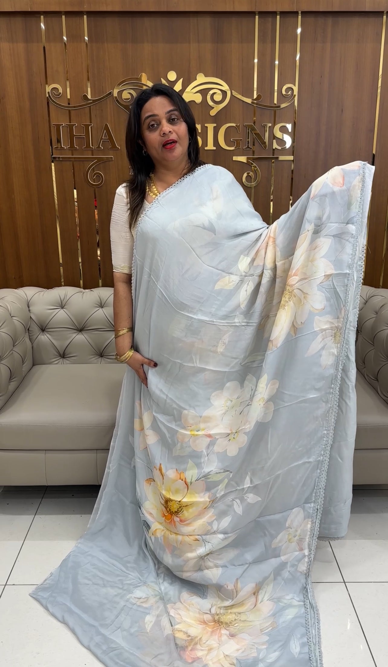 PLATINUM CHIFFON SAREES - IHA 25580