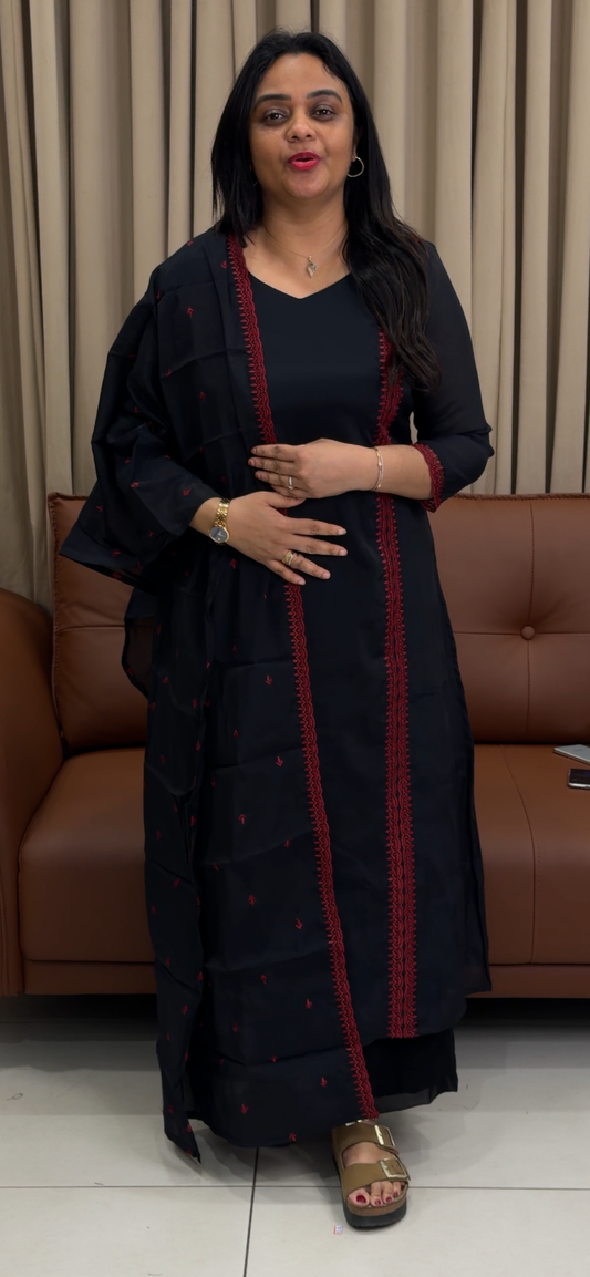 MUL CHANDERI TOP, BOTTOM AND DUPATTA - IHA 33787