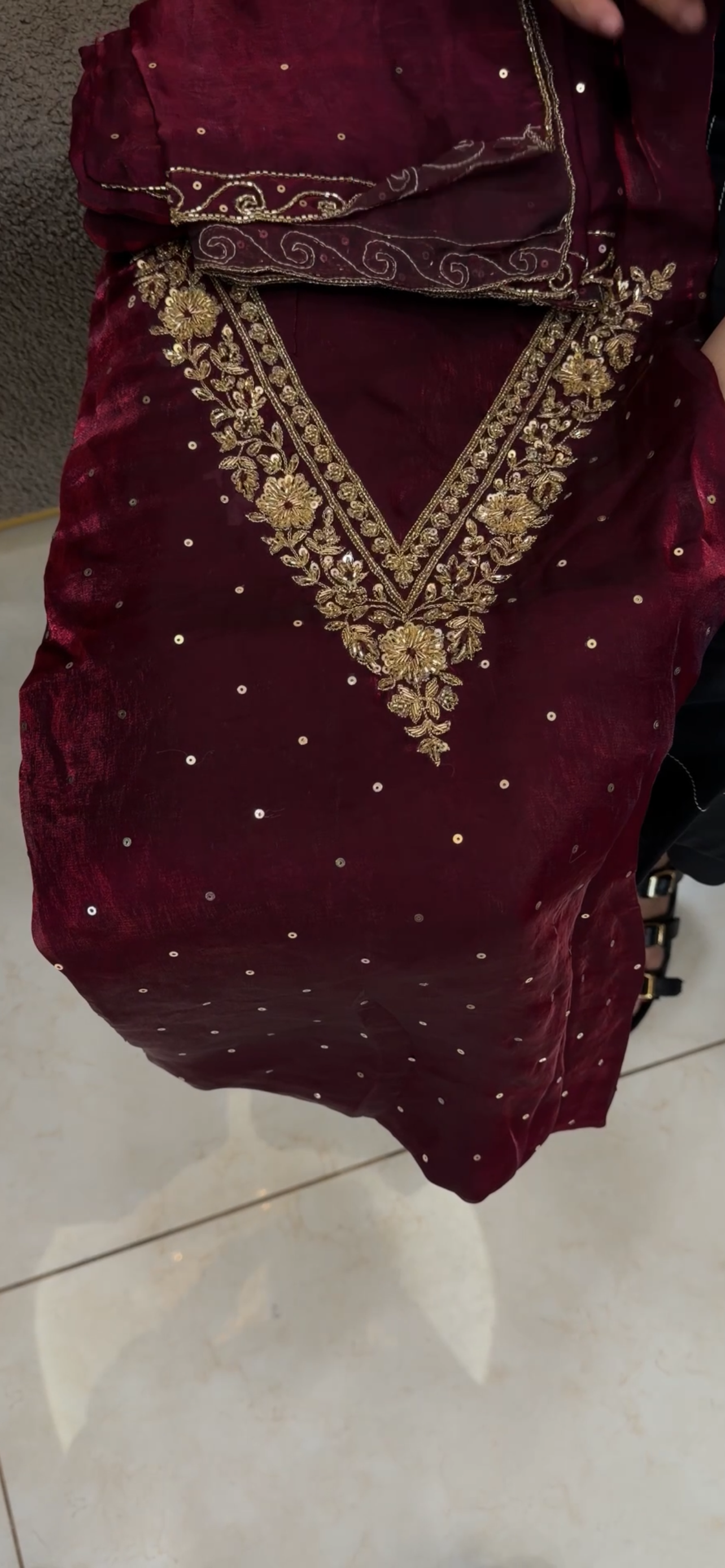 VELVET ORGANZA UNSTITCHED SALWAR SUITS - IHA 34369