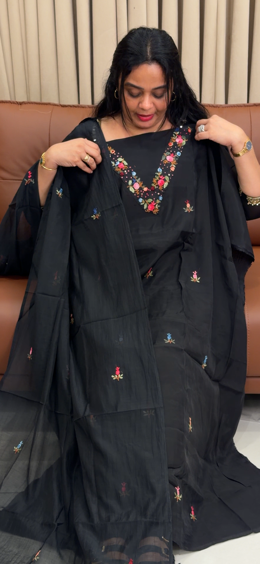MALAI CHANDERI UNSTITCHED SALWAR SUITS - IHA 34631