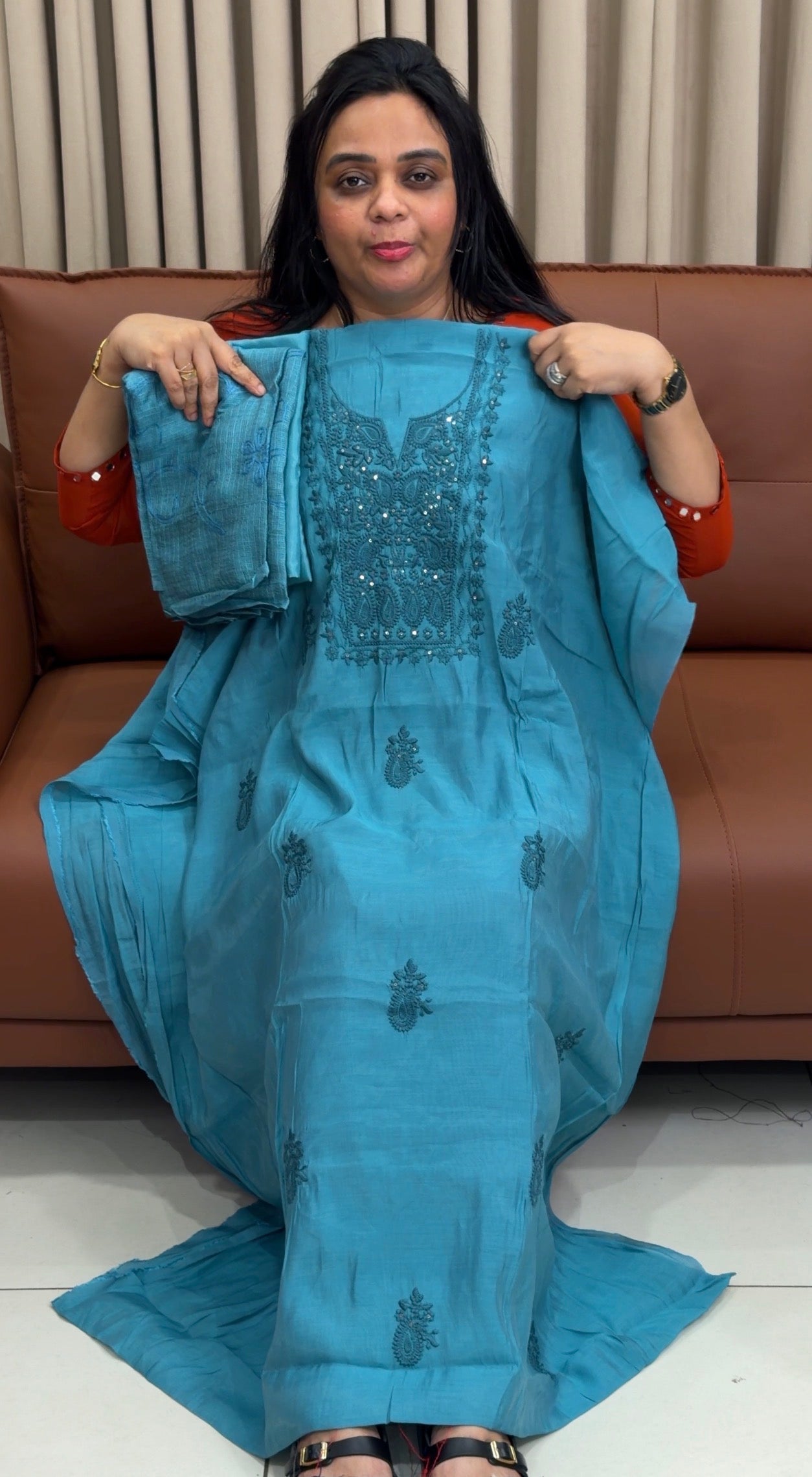 MUL CHANDERI UNSTITCHED SALWAR SUITS - IHA 34947