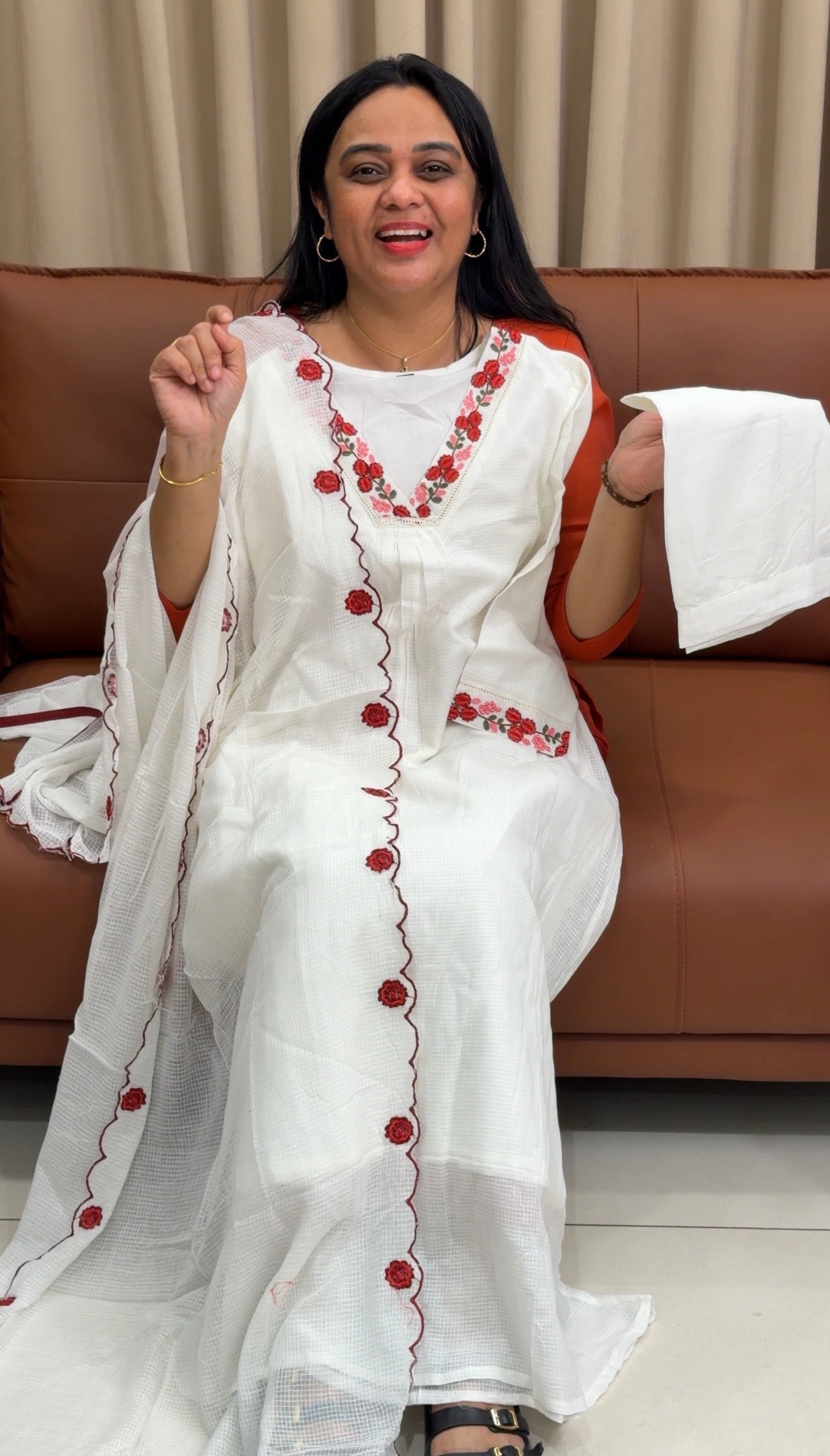 KOTA COTTON  ALINE TOP,BOTTOM AND DUPATTA - IHA 35213