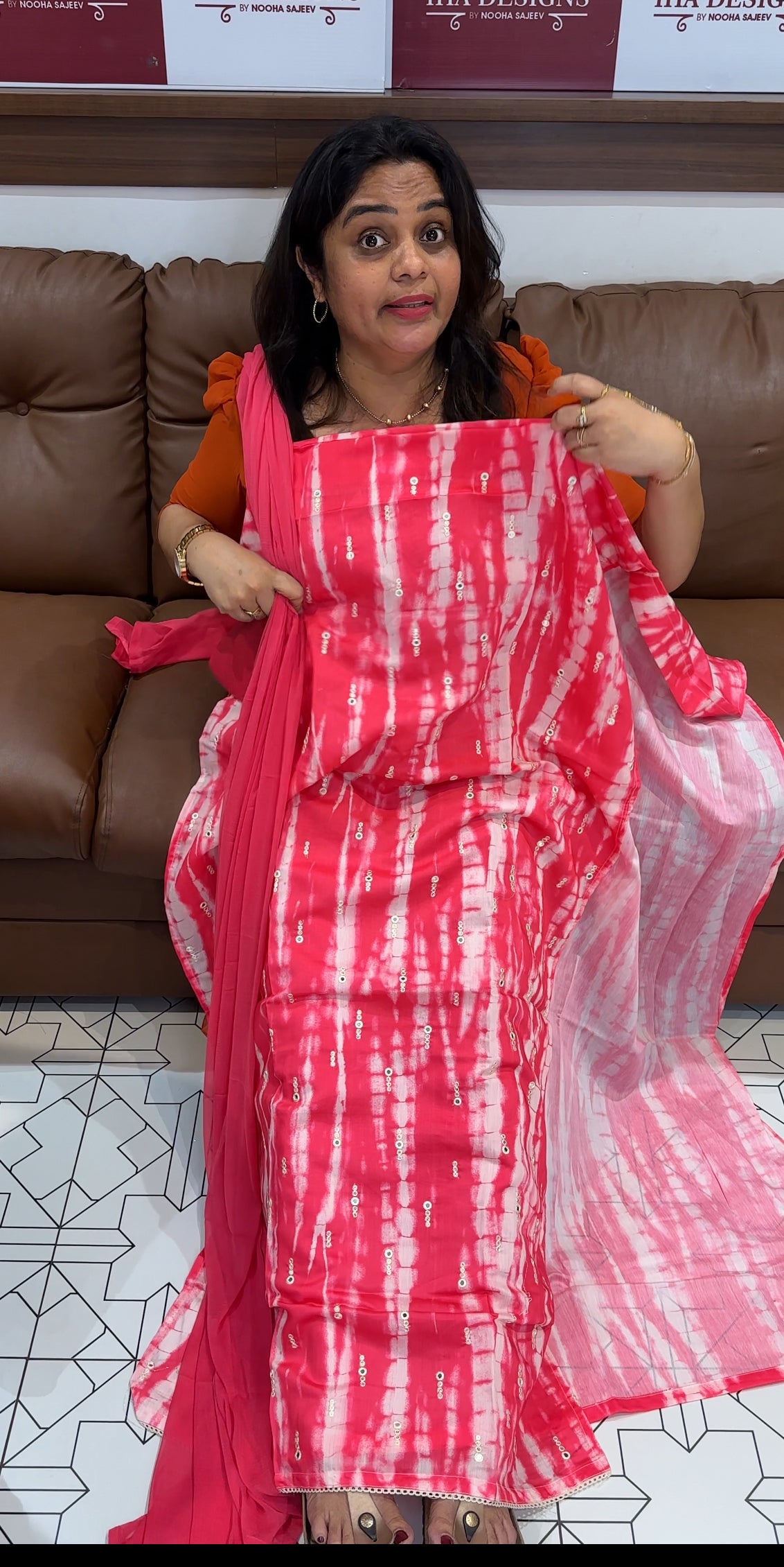 MUL CHANDERI UNSTITCHED SALWAR SUITS - IHA 26449