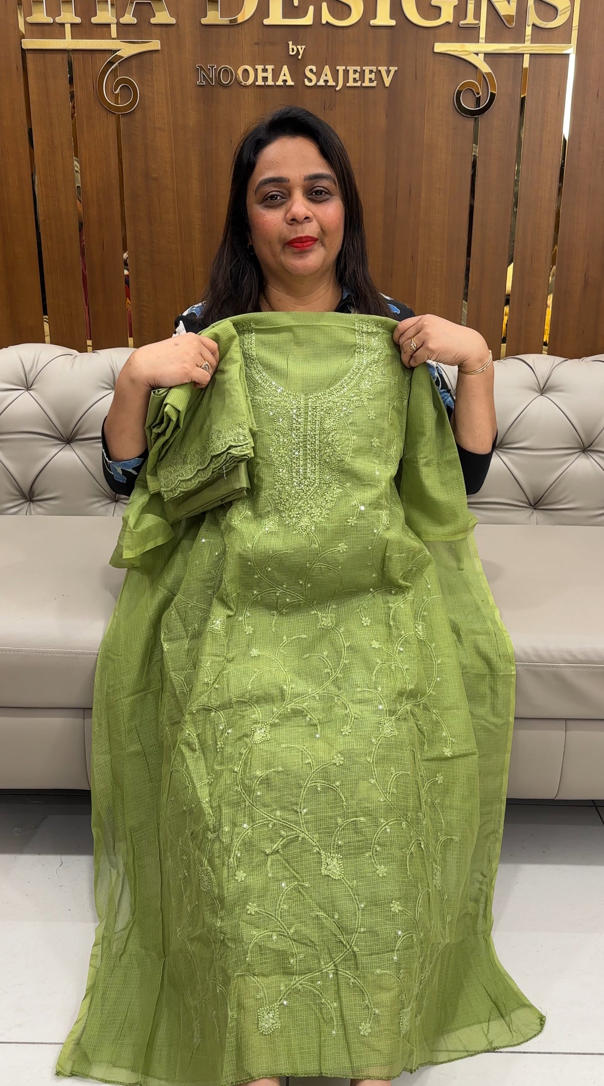 LUCKNOWI CHIKANKARI UNSTITCHED SALWAR SUITS - IHA 25358