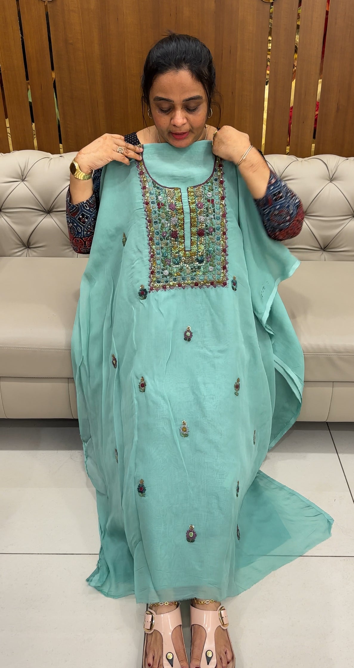 VISCOSE ORGANZA UNSTITCHED SALWAR SUITS - IHA 27623