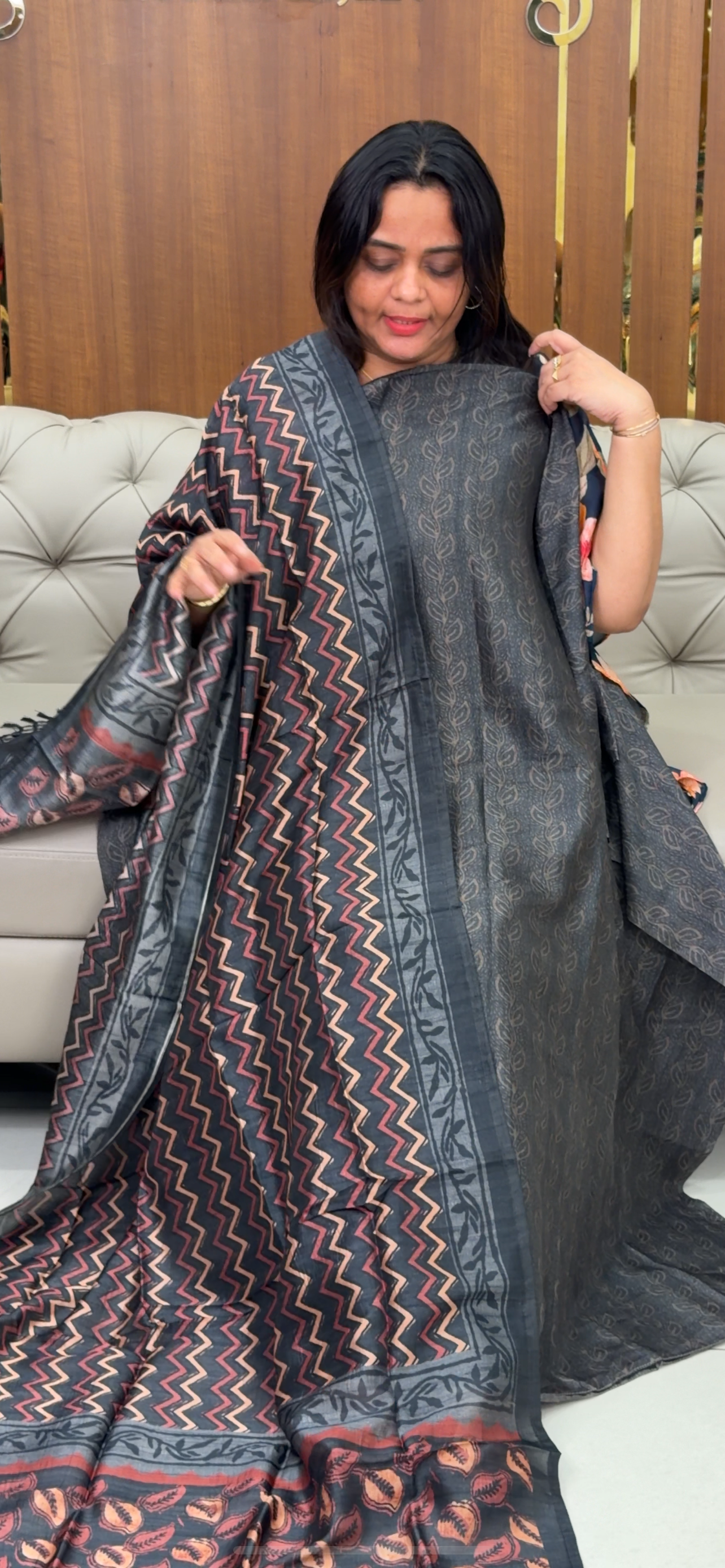 PRINTED SILK UNSTITCHED SALWAR SUITS - IHA 28982