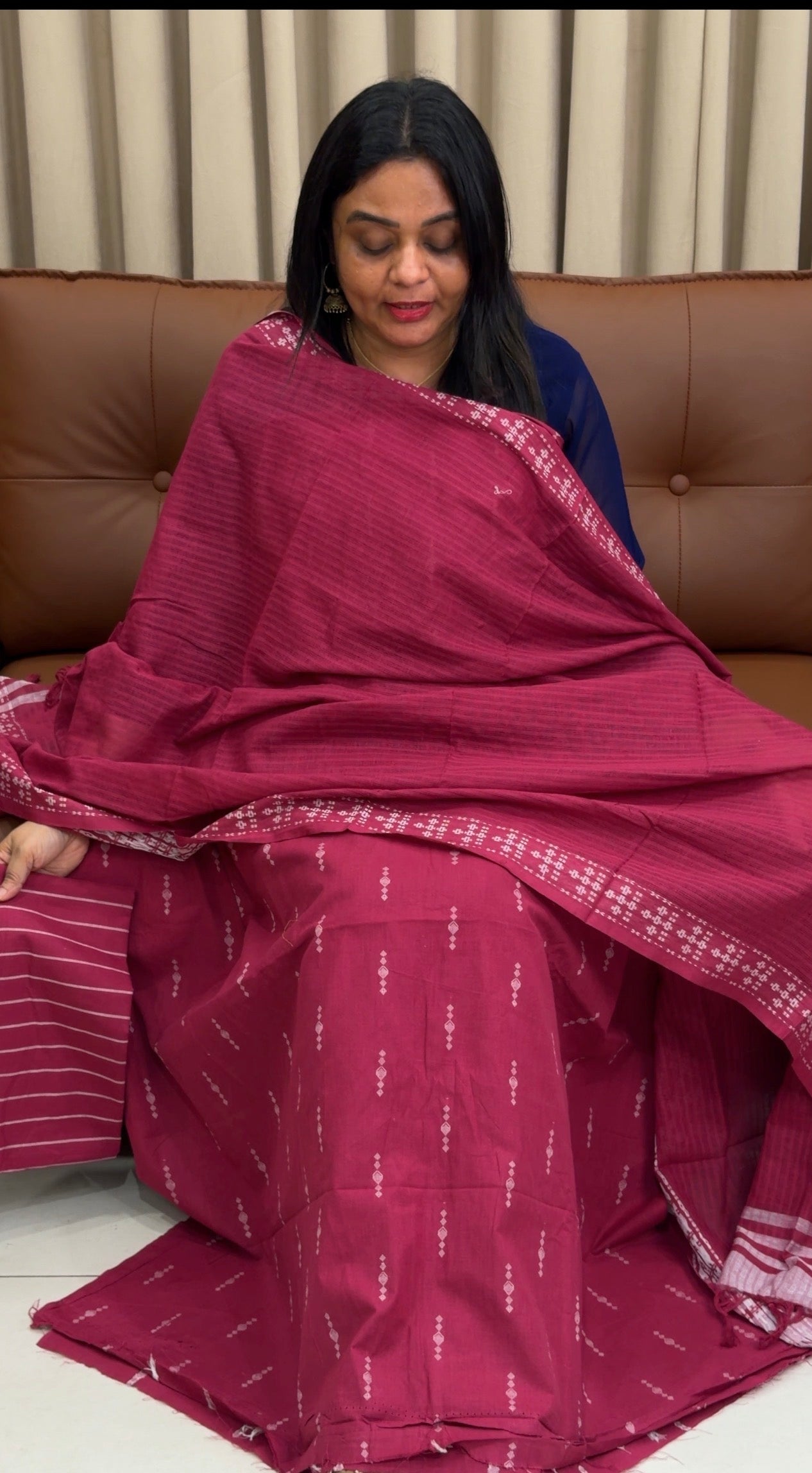 COTTON JAMDANI UNSTITCHED SALWAR SUITS - IHA 33705