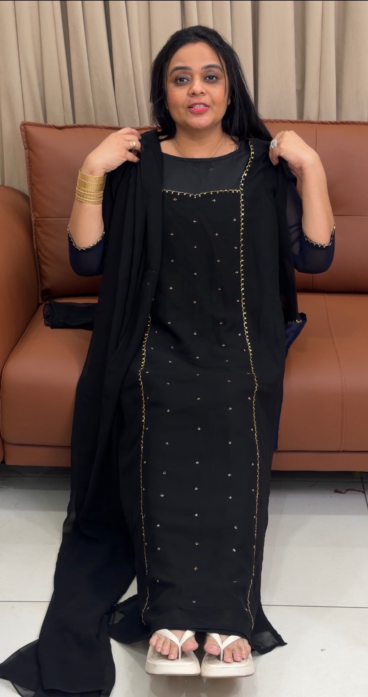 IHA'S IN-HOUSE GEORGETTE TOP,BOTTOM AND DUPATTA  - IHA 34963