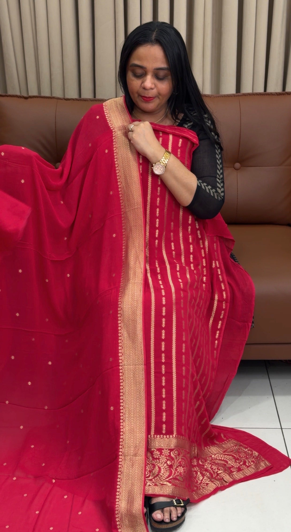GEORGETTE BANARASI UNSTITCHED SALWAR SUITS  - IHA 34693