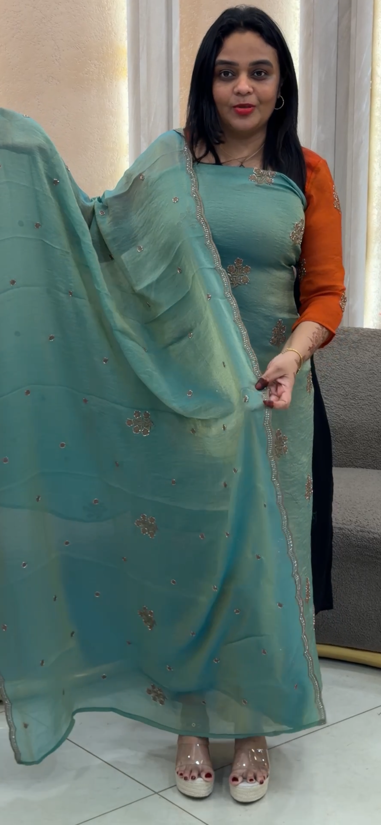 SHIMMER CHIFFON UNSTITCHED SALWAR SUIST - IHA 33005
