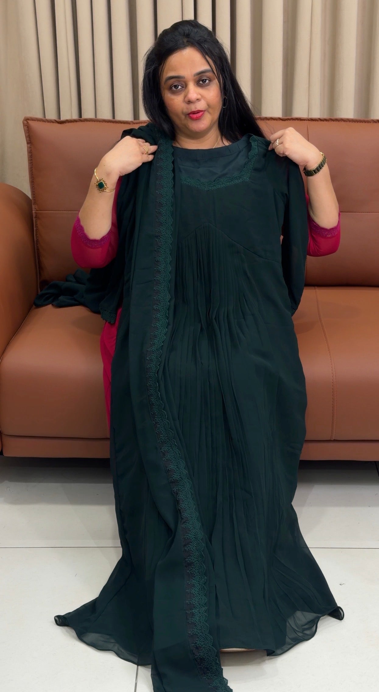 IHA'S IN-HOUSE GEORGETTE ALINE TOP AND DUPATTA - IHA 34926