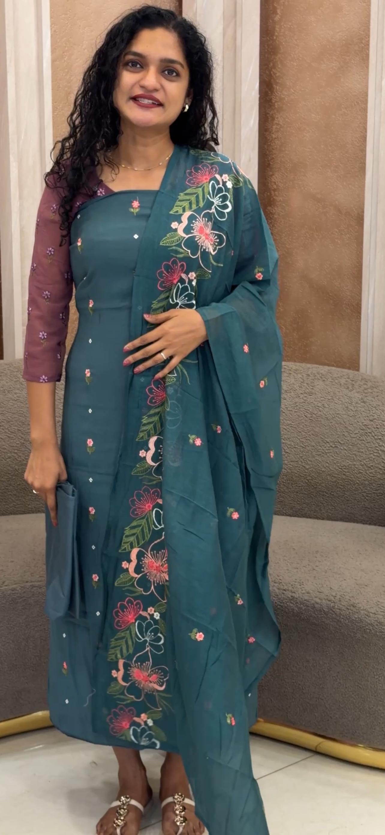 MALAI CHANDERI UNSTITCHED SALWAR SUITS - IHA 33288