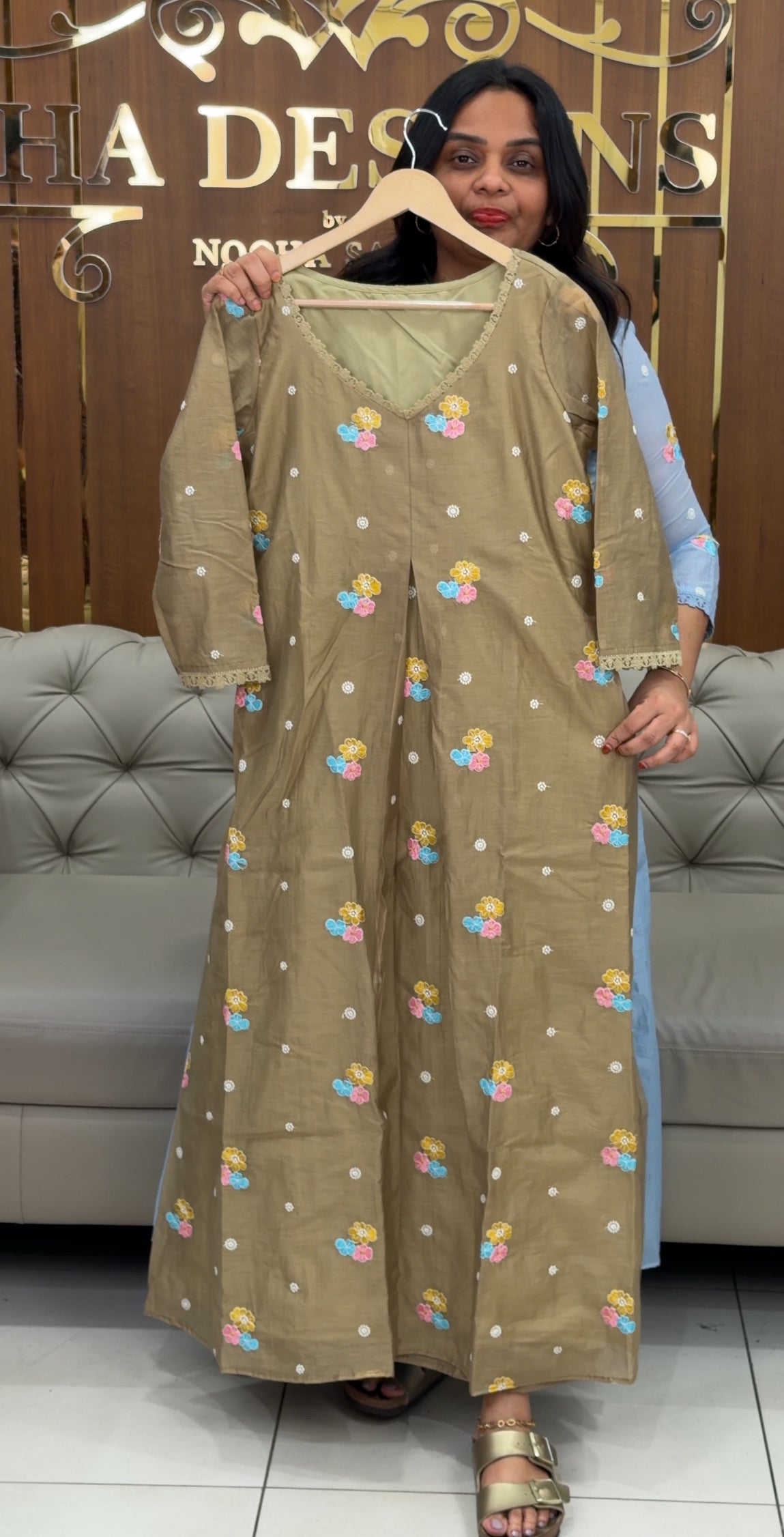 IHA'S IN-HOUSE MUL CHANDERI ALINE TOPS - IHA 35080