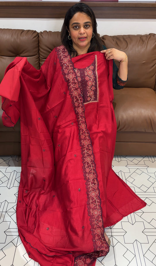 SEMI RAW SILK UNSTITCHED SALWAR SUITS - IHA 26261