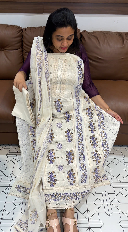 COTTON UNSTITCHED SALWAR SUITS - IHA 28006