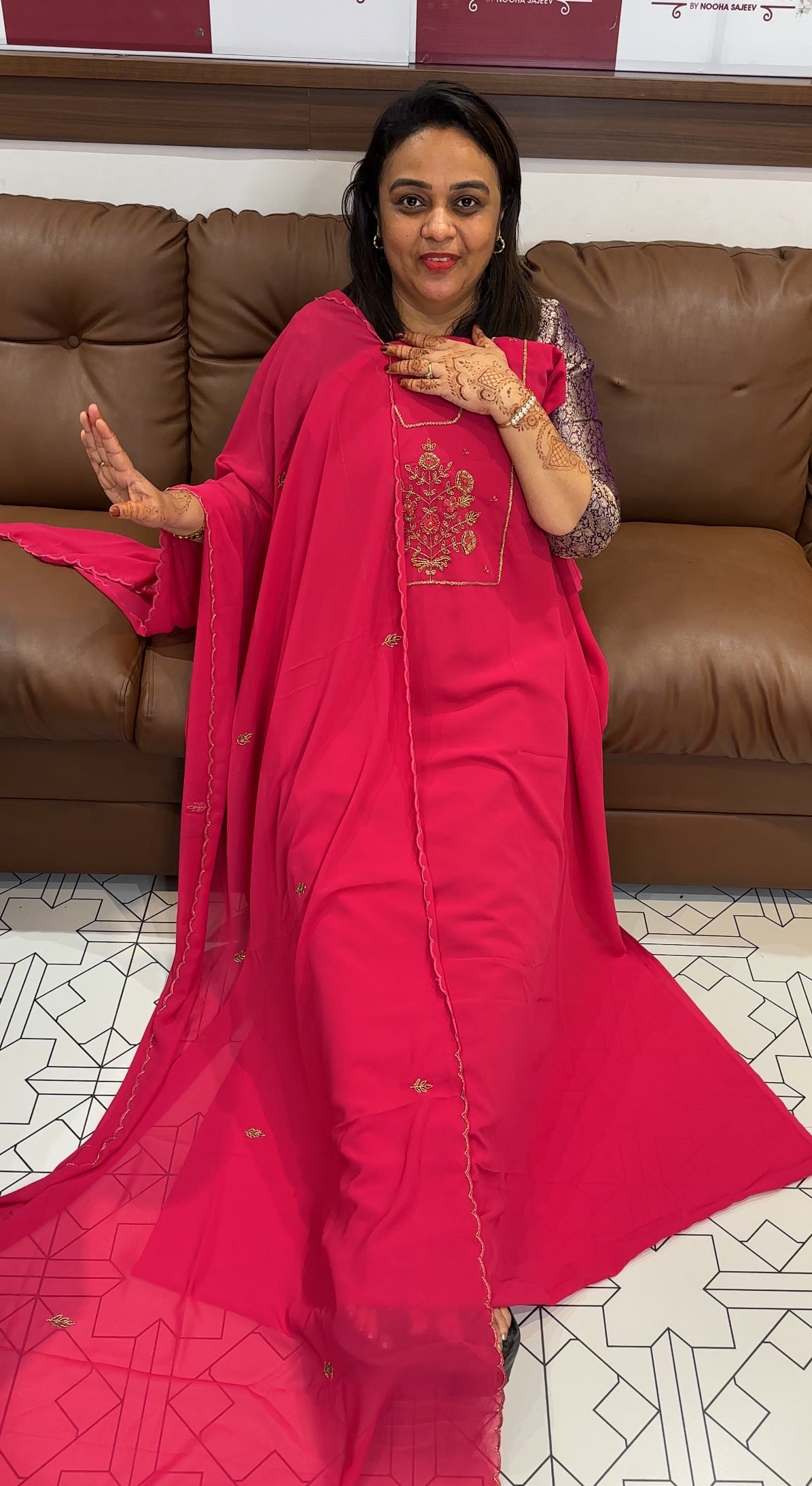 FAUX GEORGETTE UNSTITCHED SALWAR SUITS - IHA 23789