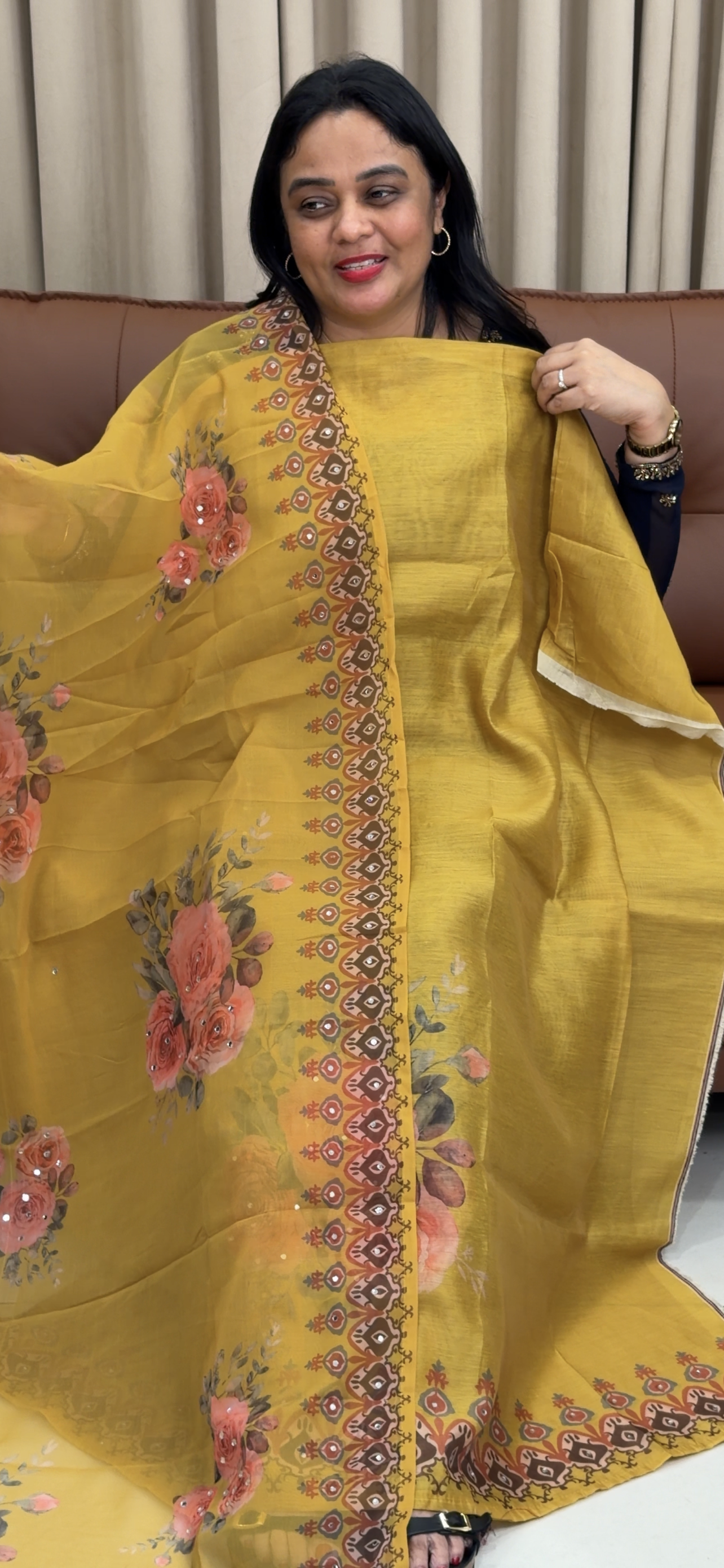 MUL CHANDERI UNSTITCHED SALWAR SUITS - IHA 34240