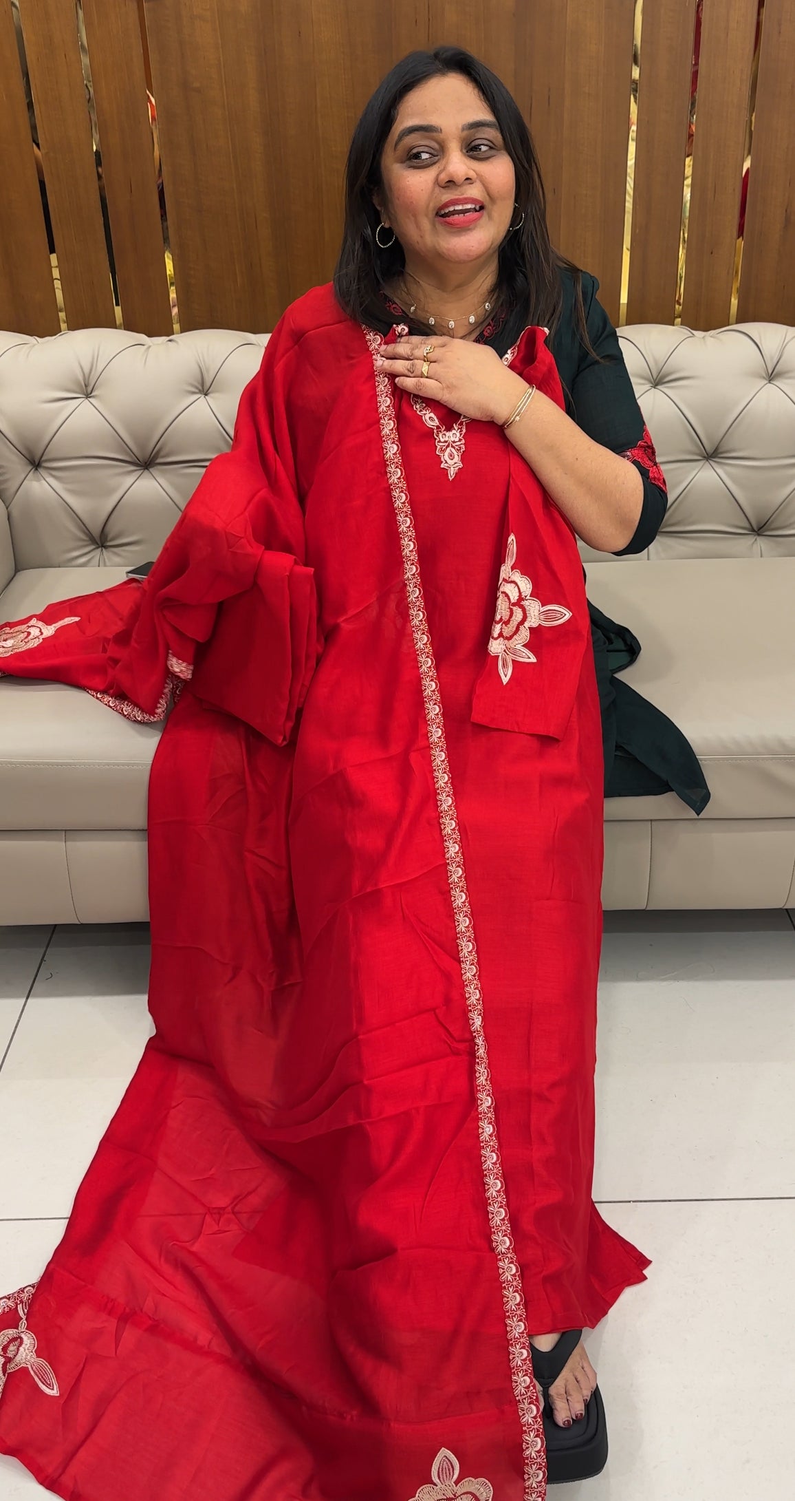 IHA'S IN-HOUSE SEMI RAW SILK SLITTED TOPS - IHA 28157