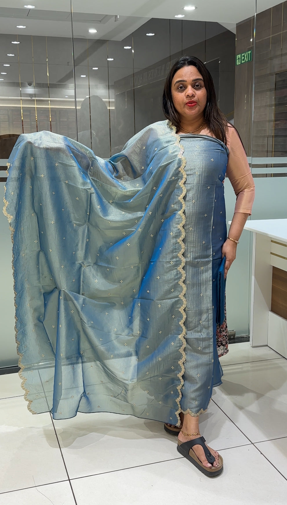 CRUSHED TISSUE BANARASI UNSTITCHED SALWAR SUITS - IHA 22643